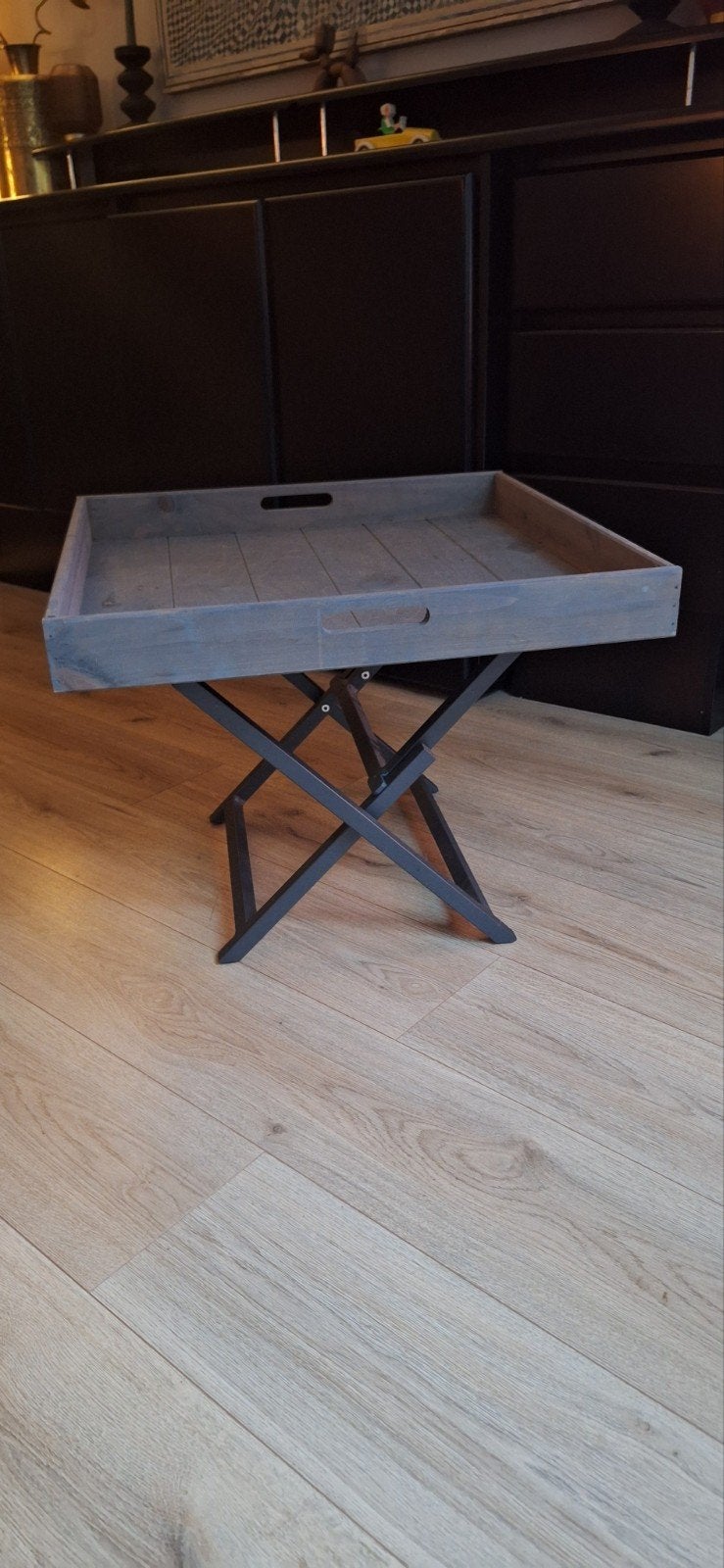 Houten dienbladtafel - inklapbaar en veelzijdig, Gebruikt, 55 tot 75 cm, Modern, Rechthoekig