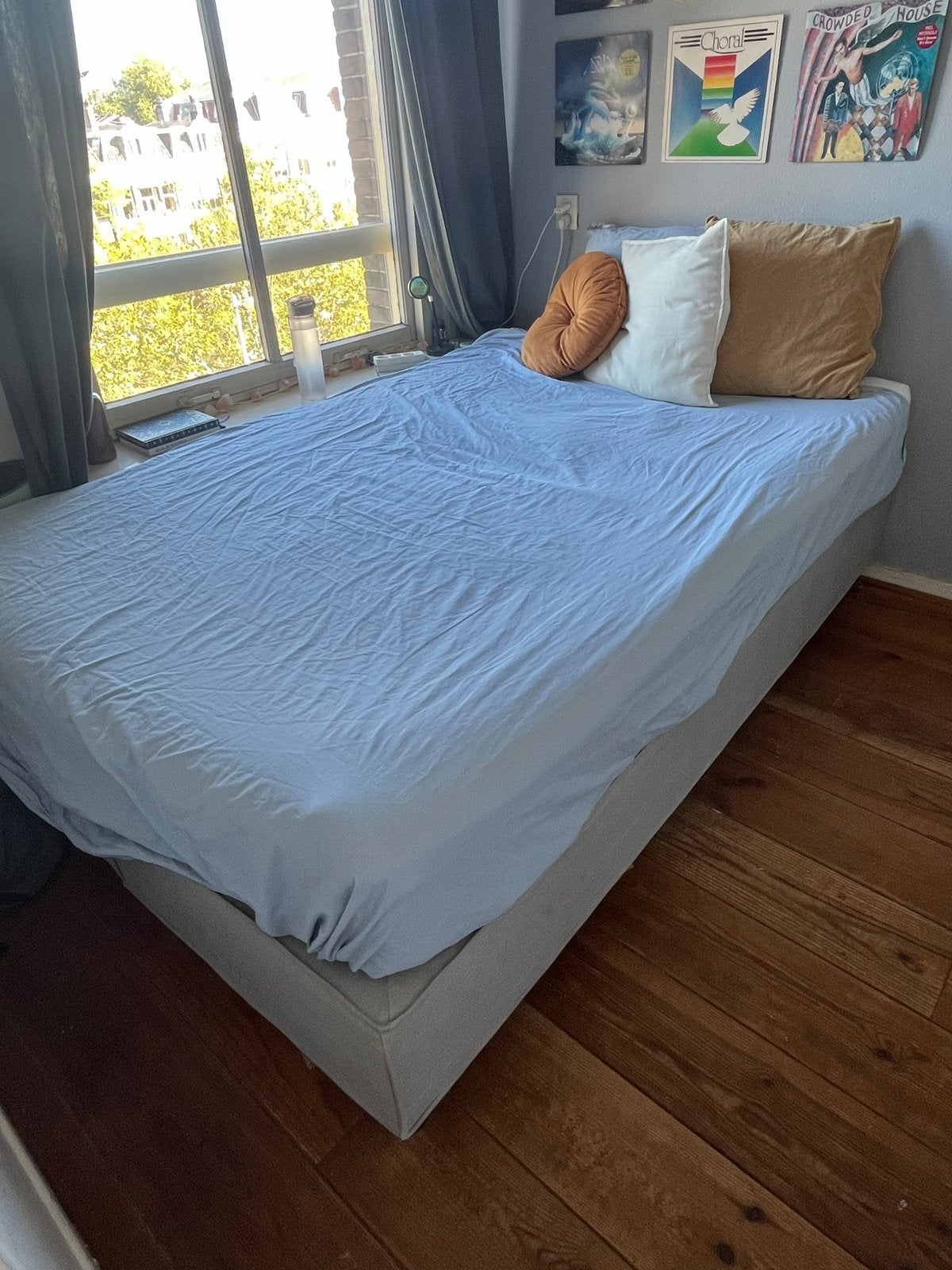 Wehkamp Boxspring 140x200, Ophalen, Gebruikt, 140 cm, Twijfelaar