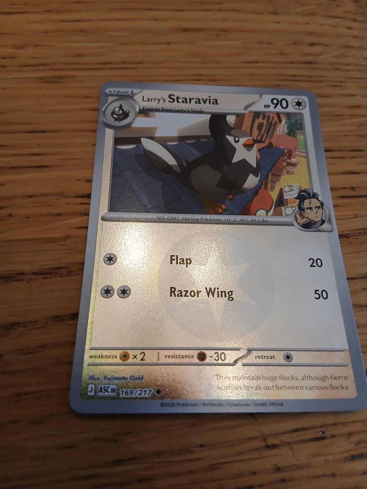 Larry's Staravia Pokémon Kaart 169/217, Ophalen of Verzenden, Gebruikt, Losse kaart
