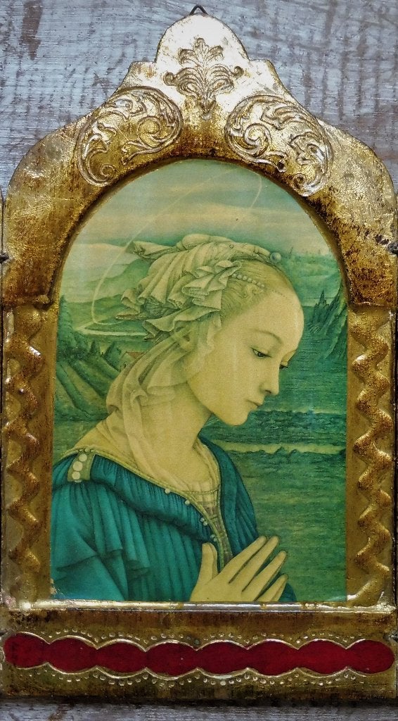Goud verguld drieluik drieluik Icoon Maria n. Filippo Lippi, Ophalen of Verzenden