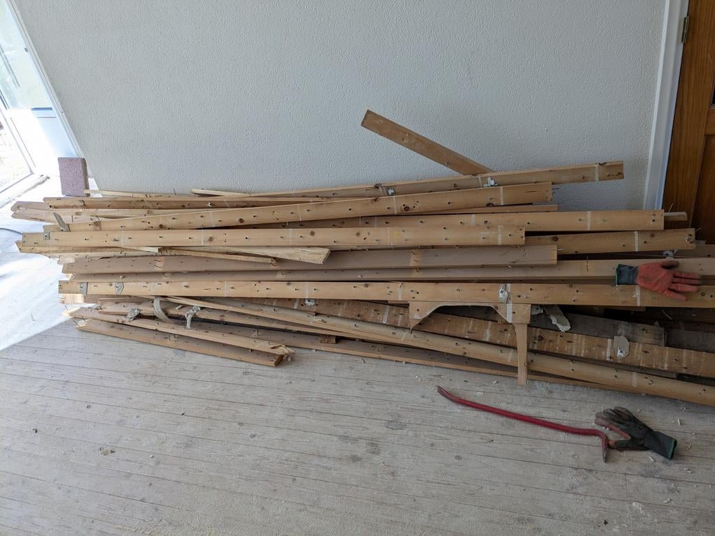 Oude vuren latten/regels, 231cm, Doe-het-zelf en Verbouw, Hout en Planken, Ophalen of Verzenden, Vuren, Minder dan 25 mm, Plank
