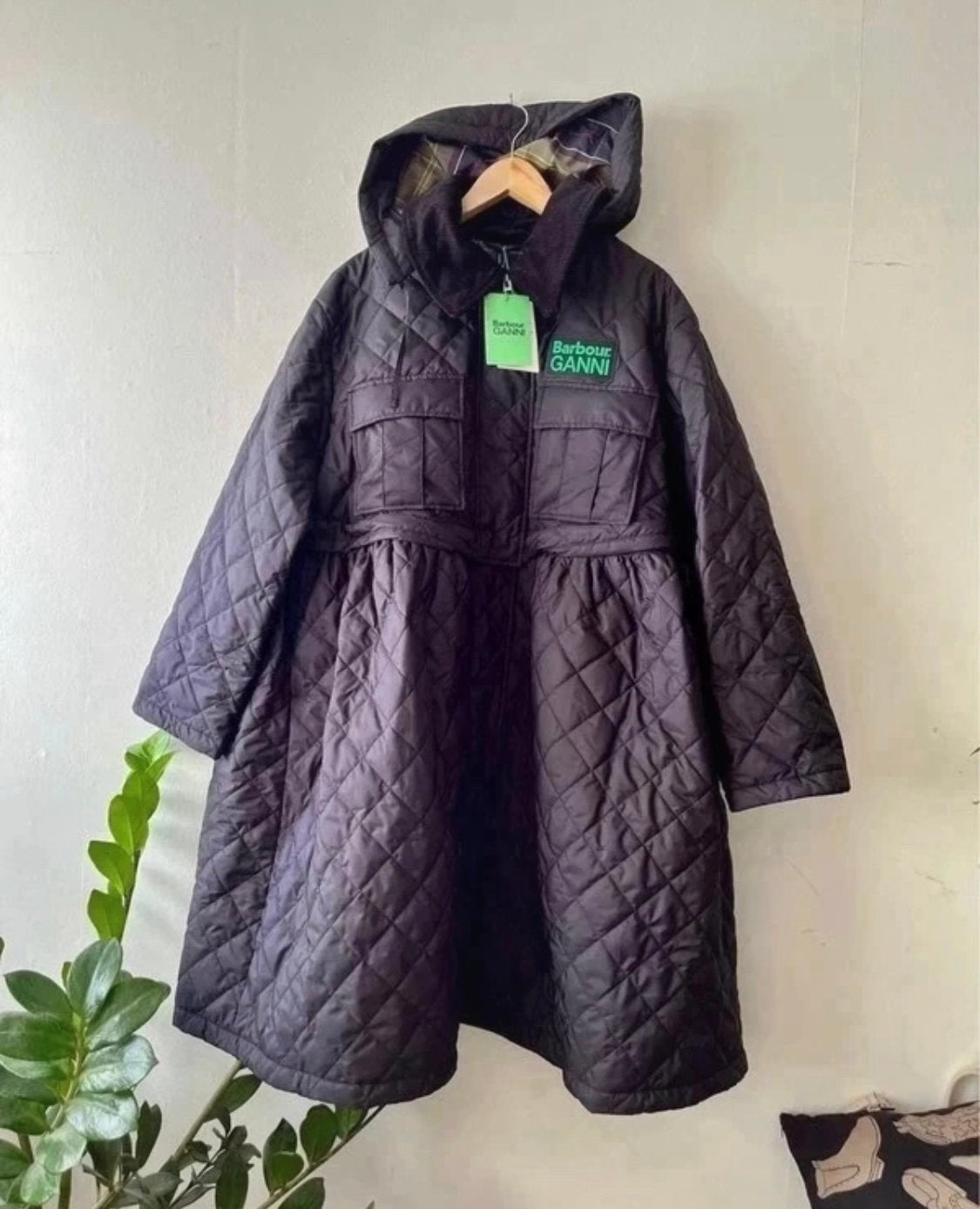 Barbour Ganni parka long Black 42 jacket coat new ds, Verzenden, Nieuw, Maat 42/44 (L), Zwart