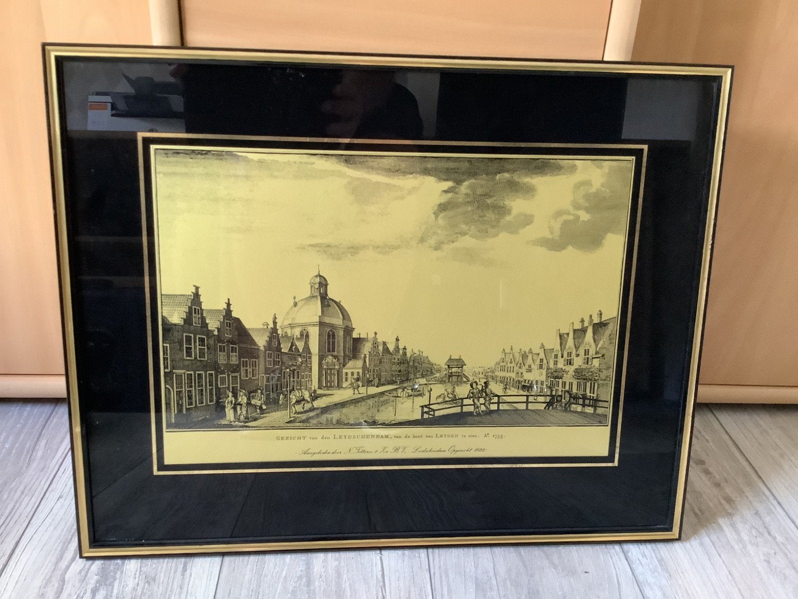 Antieke Ets: sluisgebied Leidschendam, Antiek en Kunst, Ophalen, Ingelijst, Ets, Stadsgezicht