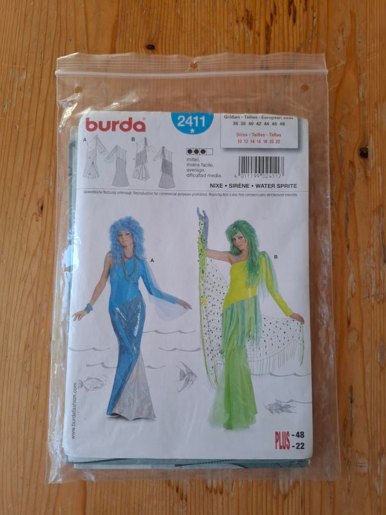 Burda naaipatroon zeemeermin, Hobby en Vrije tijd, Kledingpatronen, Ophalen of Verzenden, Nieuw, Vrouw, Burda