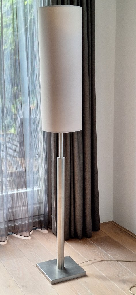 Bony Design staande lamp, Modern, strak, RVS met stoffen kap, Zo goed als nieuw, Metaal, 150 tot 200 cm