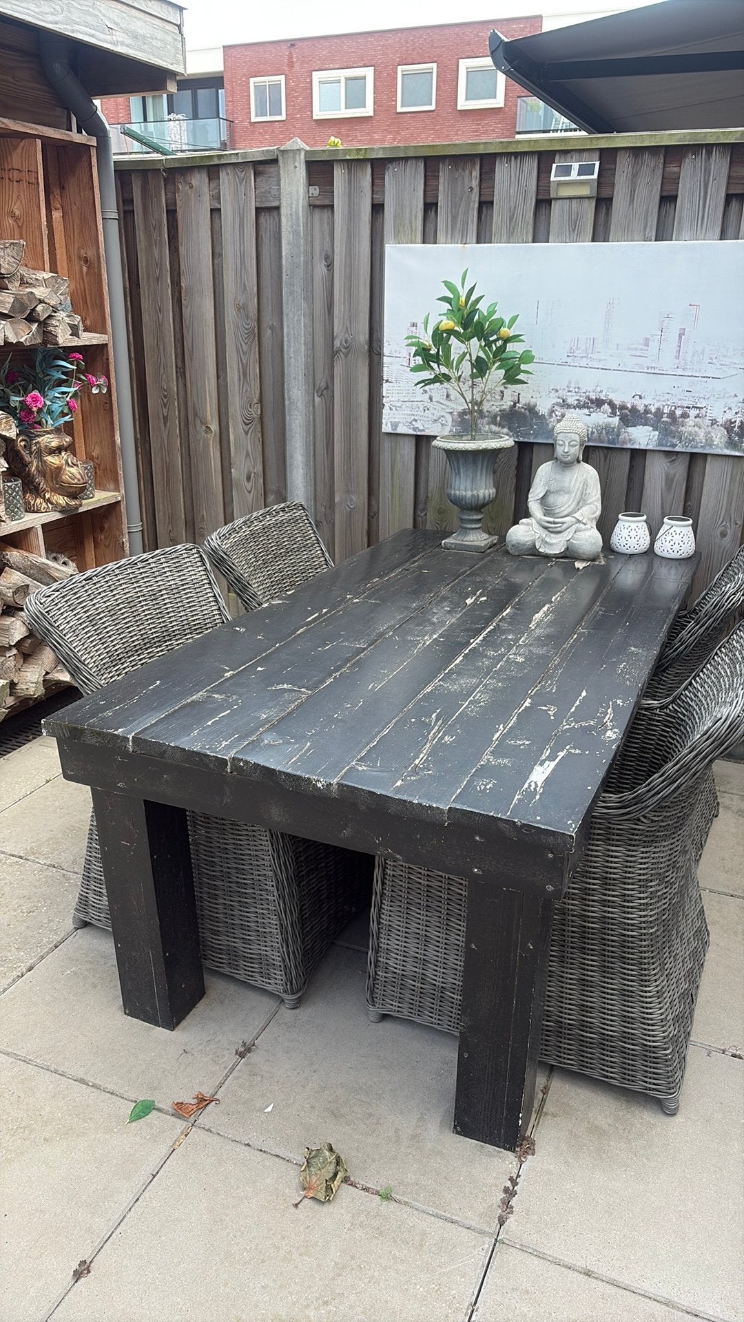 Tuintafel steigerhout, Tuin en Terras, Ophalen, 4 zitplaatsen, Gebruikt, Eettafel