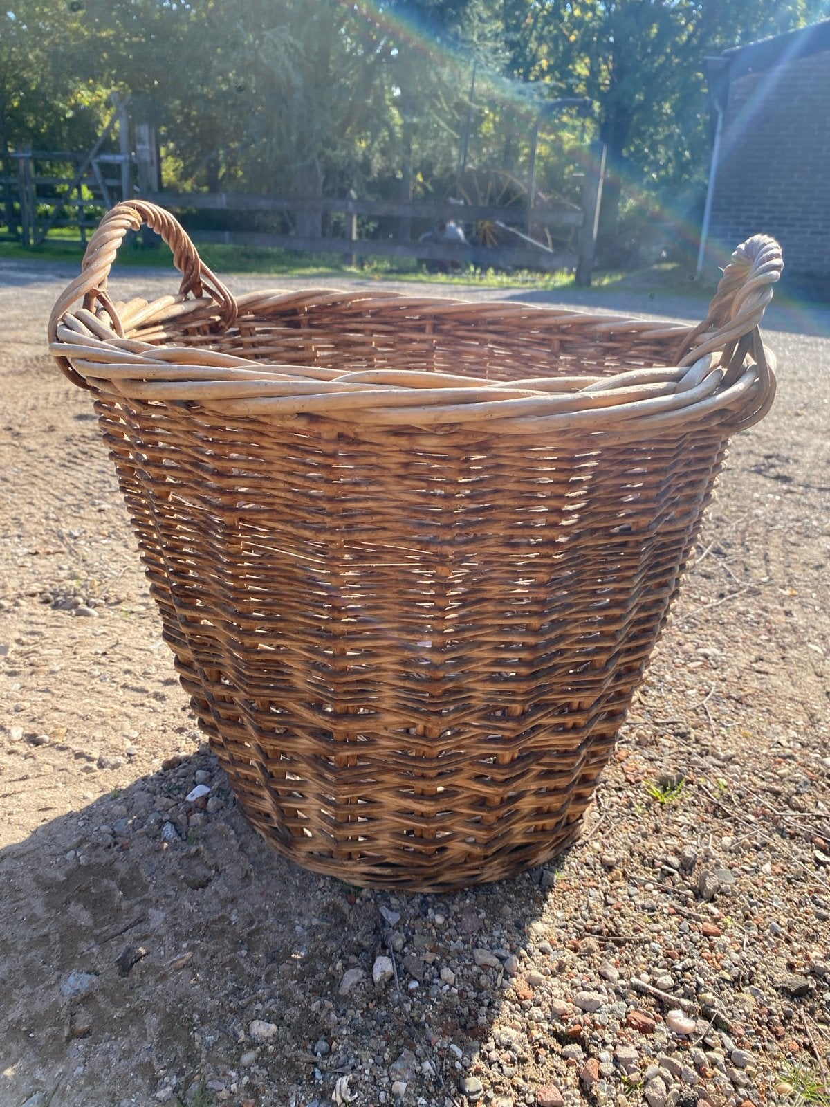 Grote rieten mand - 54cm, Ophalen, Gebruikt, Gevlochten, Mand