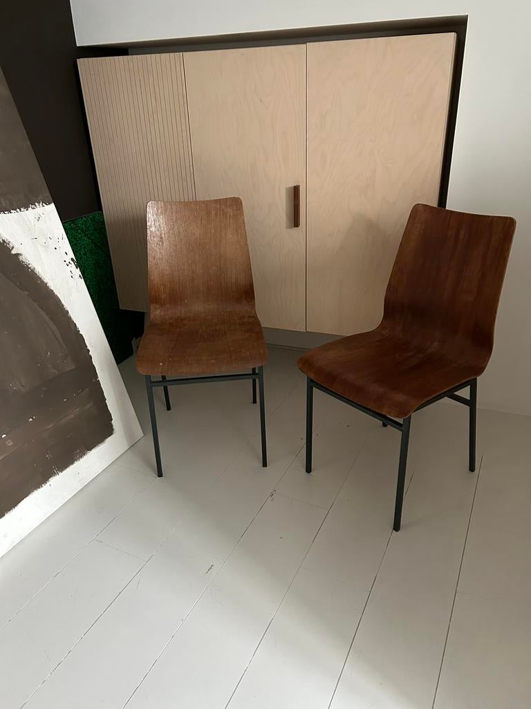 Twee Deense design stoelen - opknappers, Ophalen, Gebruikt, Twee, Bruin