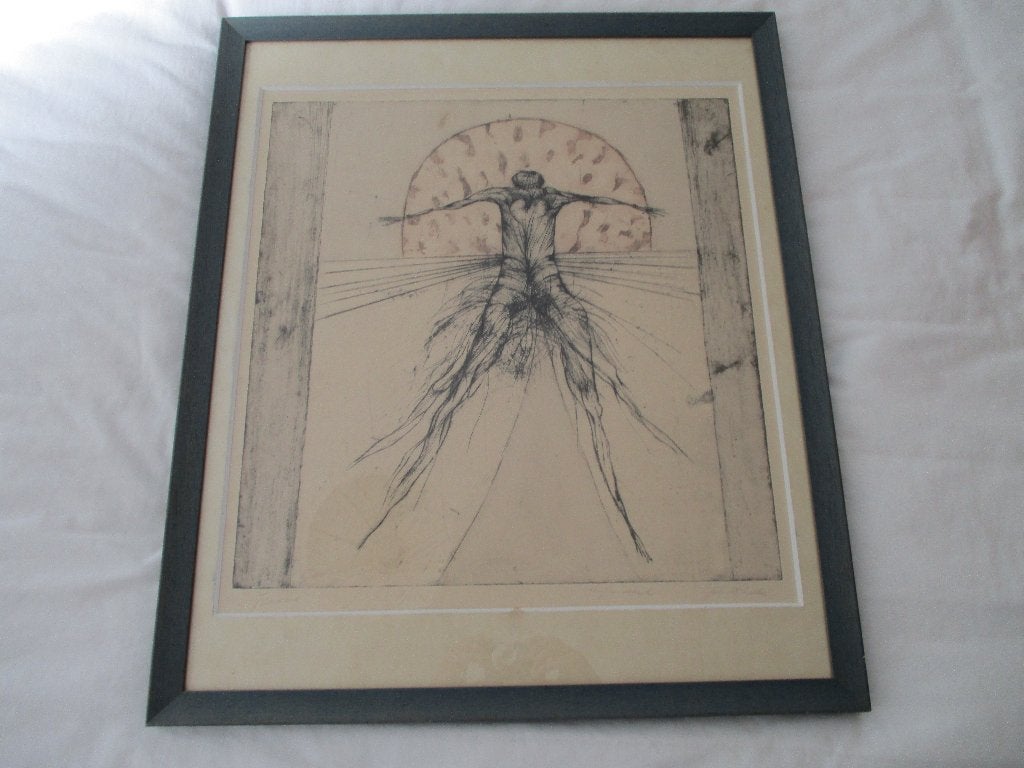 Johan van Reede (1921-2016) Ets ICARUS, Antiek en Kunst, Ophalen, Mythologie, Ets, Ingelijst