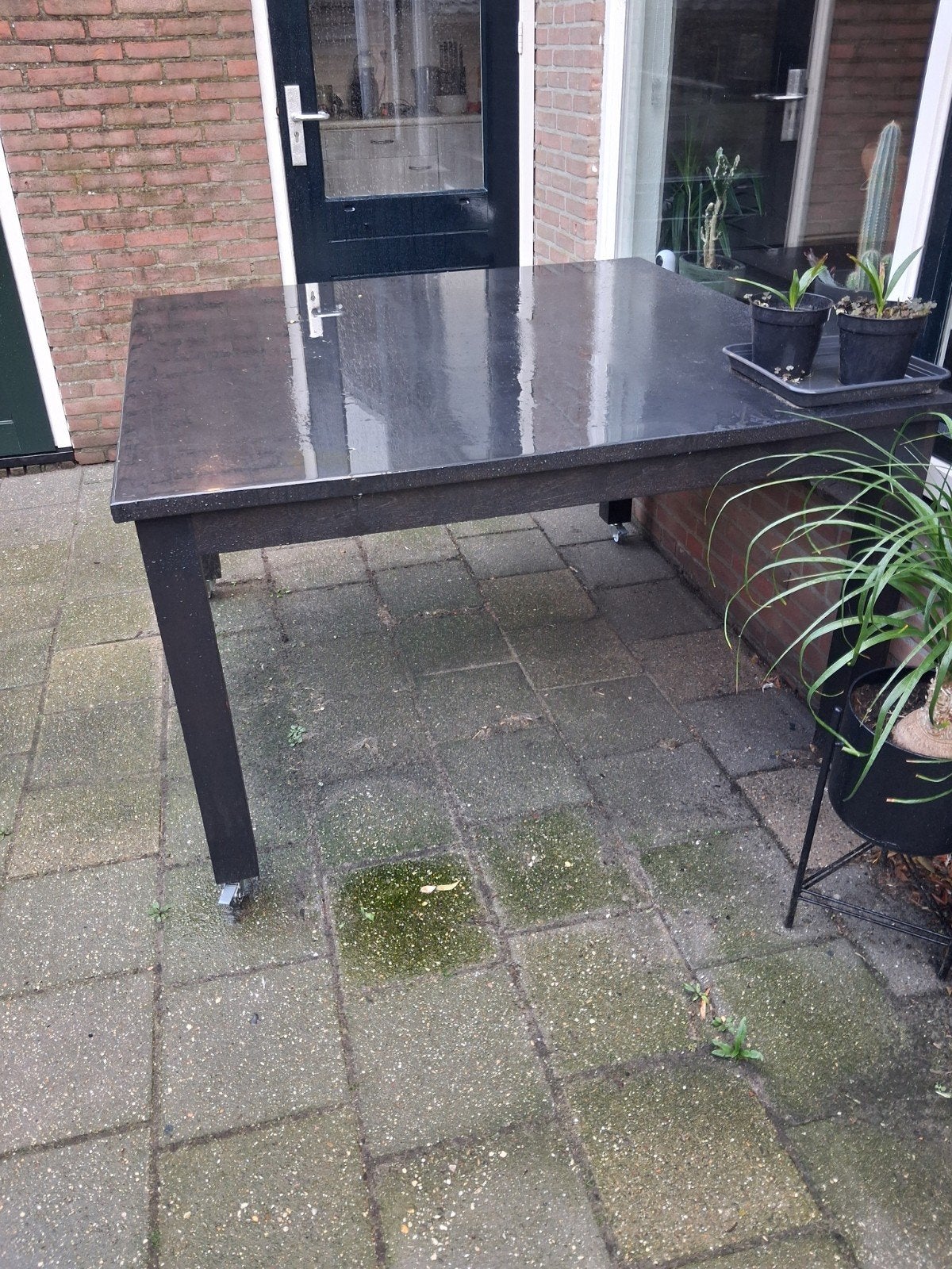 zware houten tuintafel te koop, Ophalen, Gebruikt, Vierkant, Teakhout