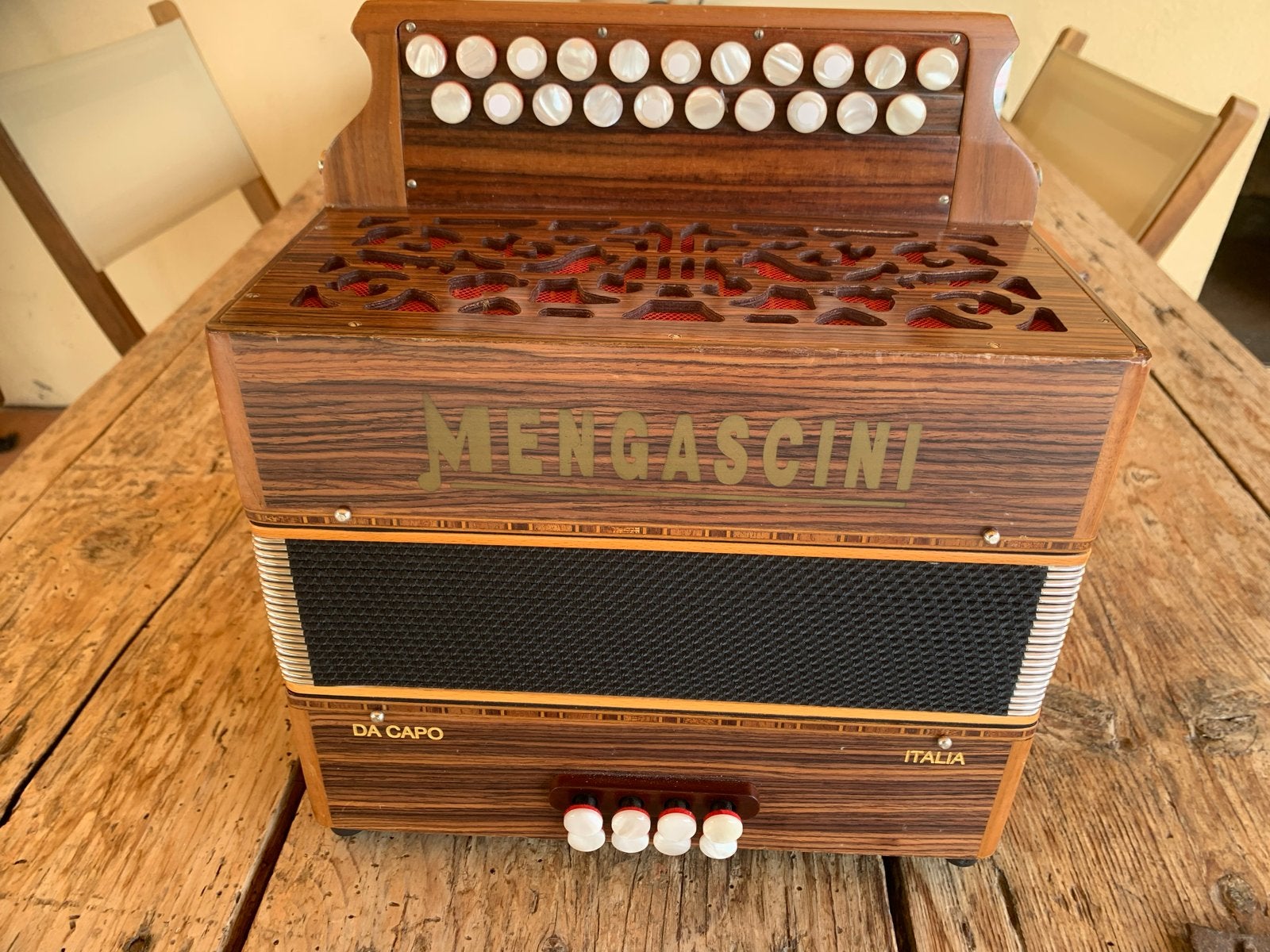 Mengascini trekzak Accordeon  CF Zo goed als nieuw, Overige merken, Met riemen, Overige formaten, Ophalen of Verzenden