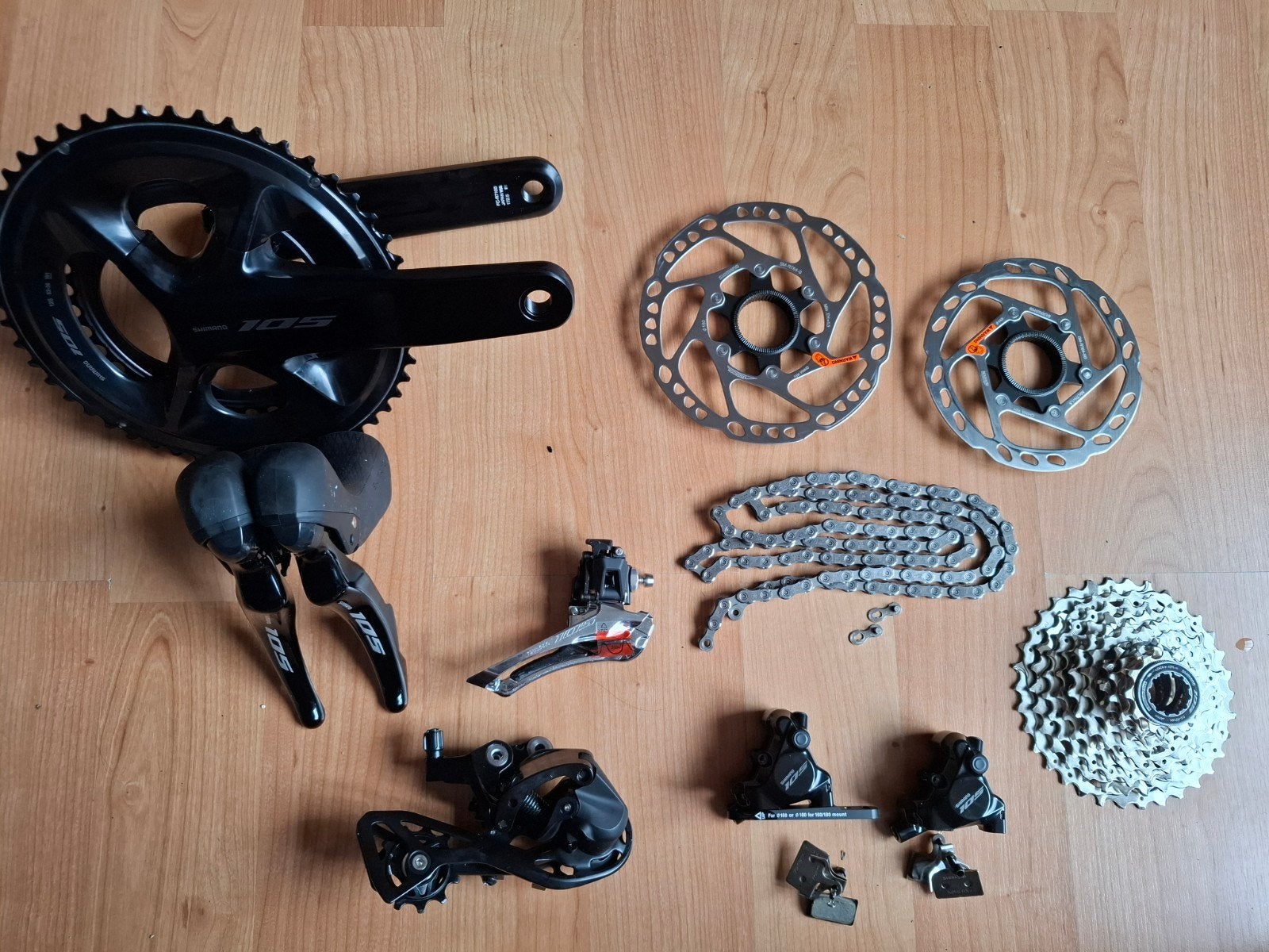 100 km Groepset Shimano 105 R7100 2x12 speed compleet, Fietsen en Brommers, Fietsonderdelen, Ophalen of Verzenden