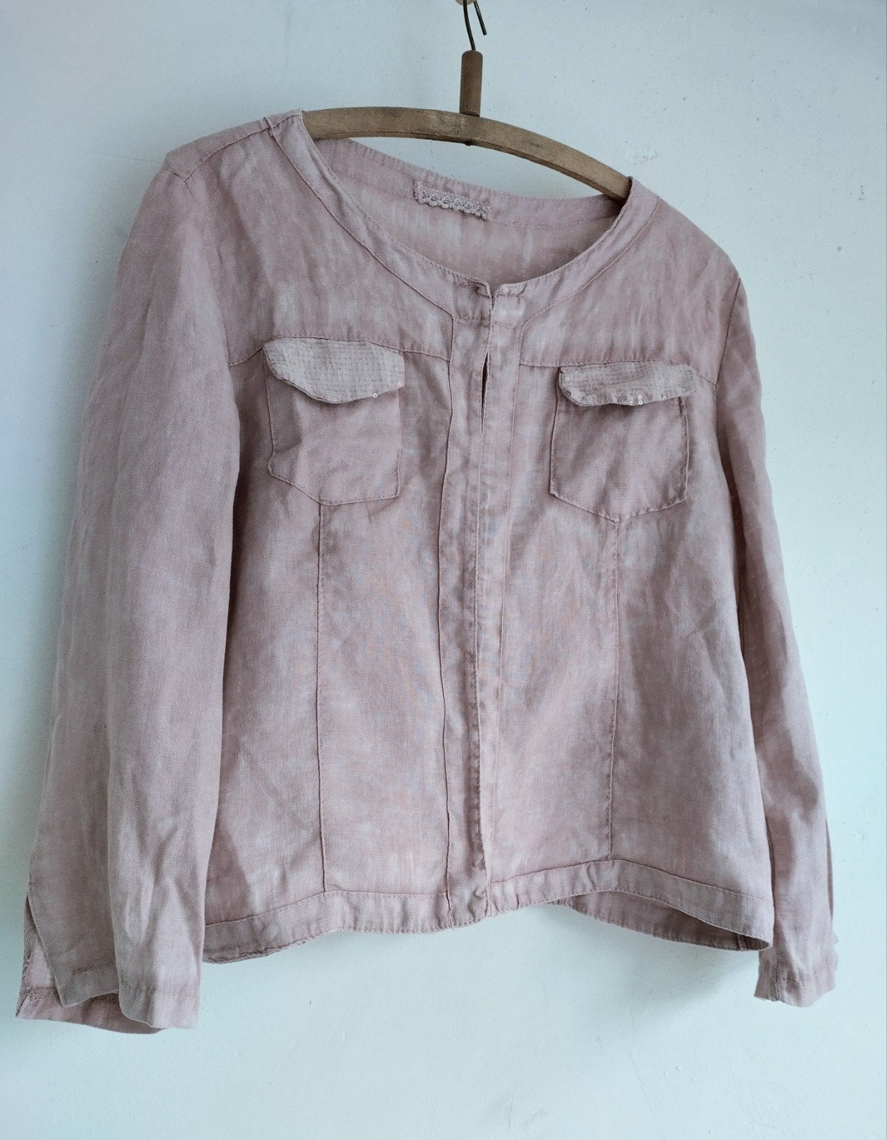 Puur Linnen classy poederroze blazer mt M., Kleding | Dames, Maat 38/40 (M), Verzenden, Onbekend, Roze
