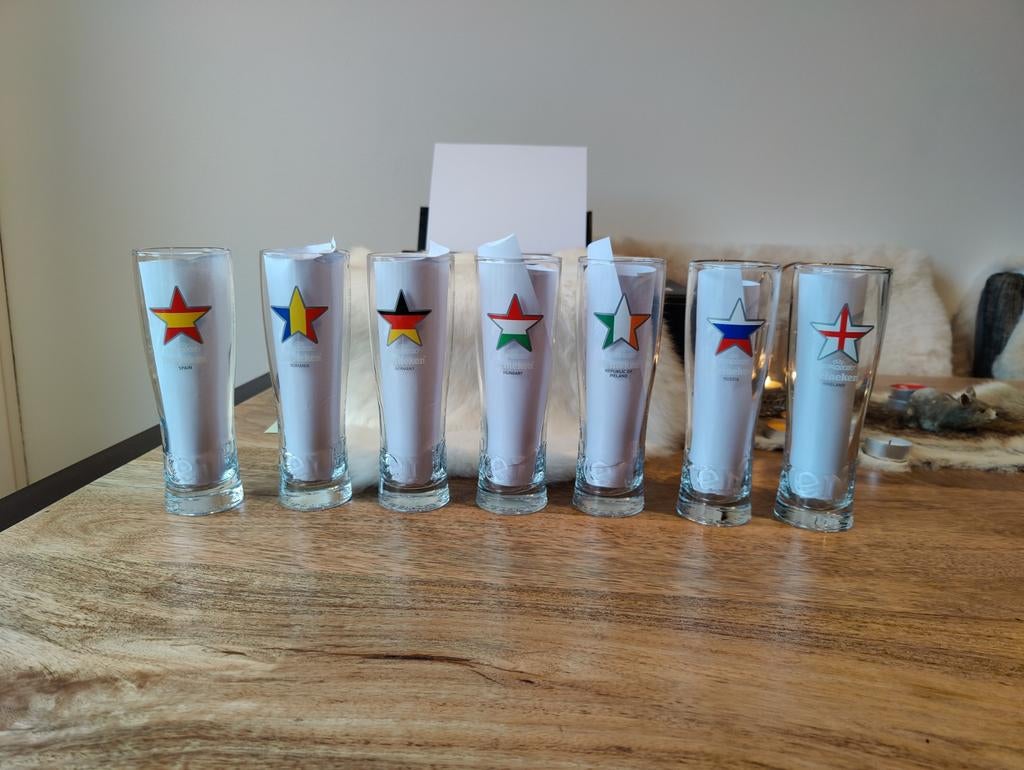 Vintage Heineken UEFA Euro 2020 Bierglazen - Diverse Landen, Verzamelen, Ophalen of Verzenden