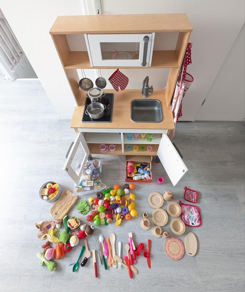 Houten speelkeuken+pannenset met heel veel accessoires, Ophalen, Gebruikt, Hout, Speelkeuken