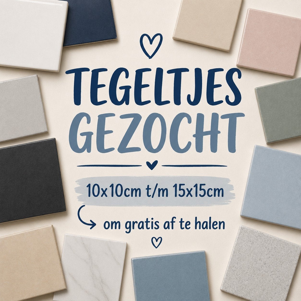 Tegeltjes gezocht: 10x10cm t/m 15x15cm (gratis af te halen), Doe-het-zelf en Verbouw, Tegels, Ophalen, Overige materialen, Gebruikt