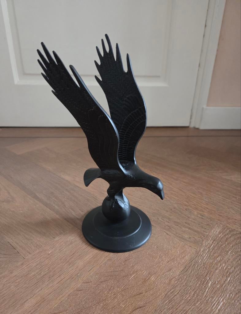 Vintage vogel van messing. Zwart gespoten., Antiek en Kunst, Ophalen of Verzenden