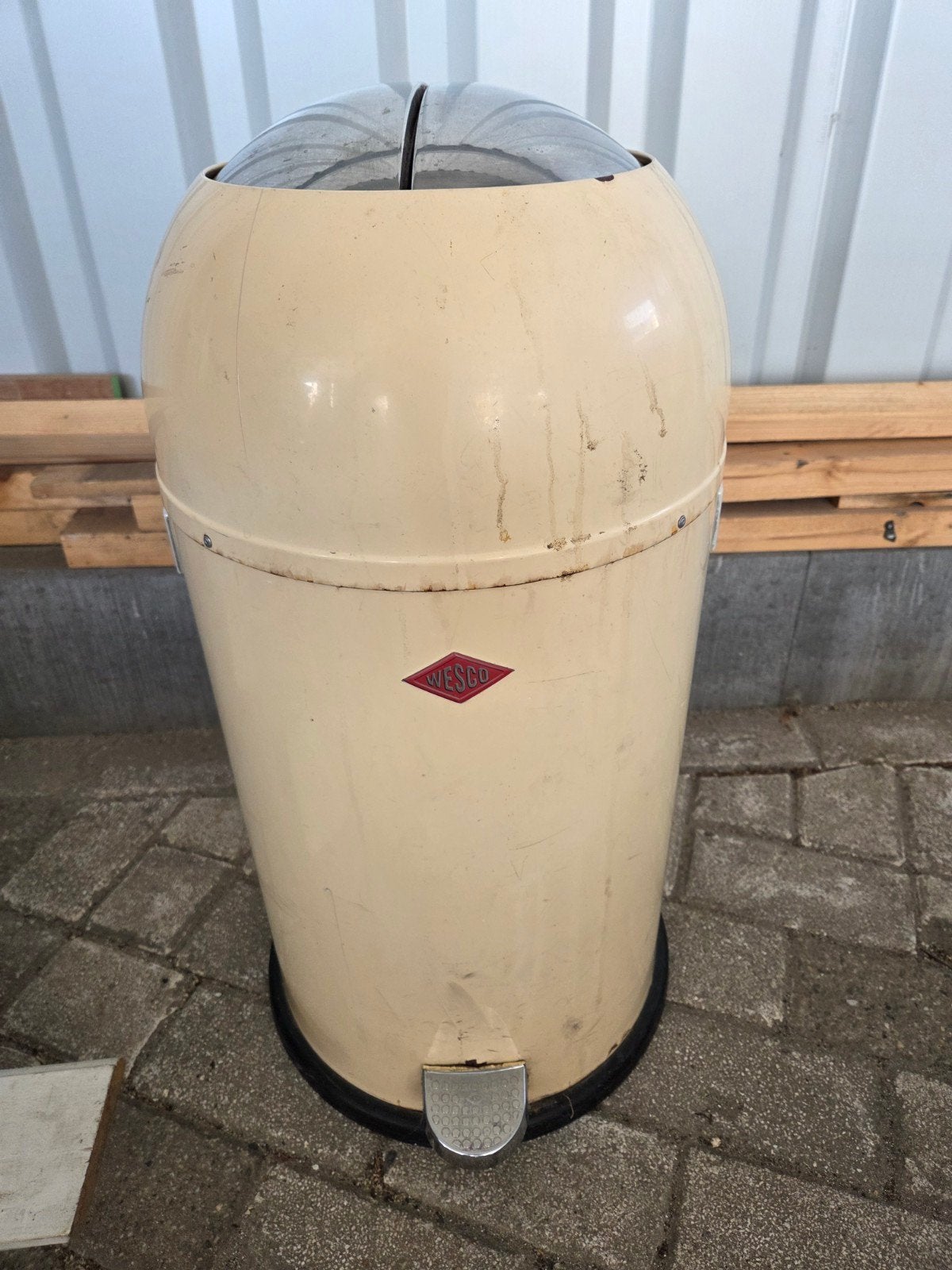 Vintage Wesco pedaalemmer - Crème, Gebruikt, Overige typen, Rond, Ophalen of Verzenden