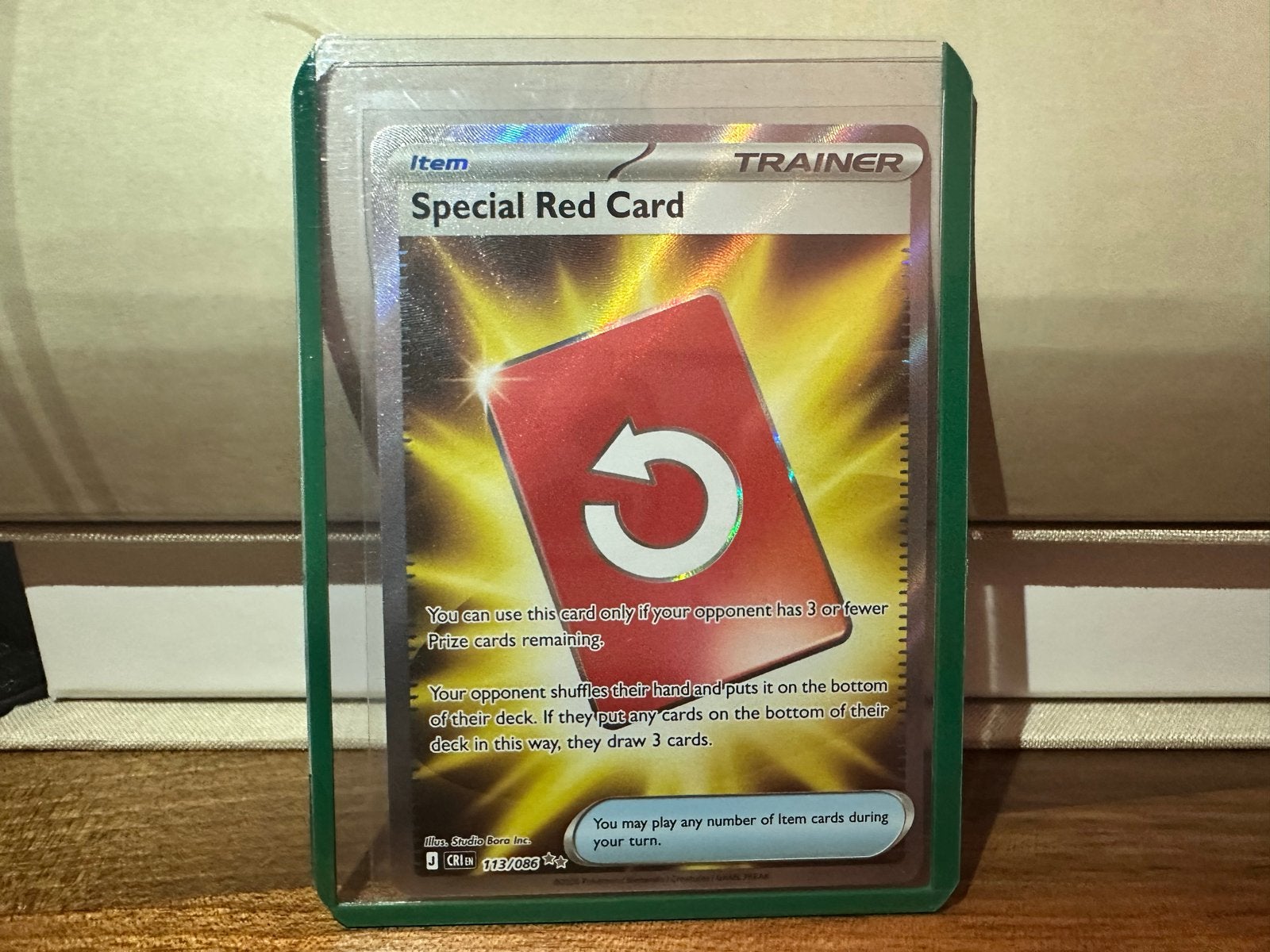 Pokémon TCG Special Red Card Trainer Kaart 113/088, Ophalen of Verzenden, Zo goed als nieuw, Losse kaart, Foil