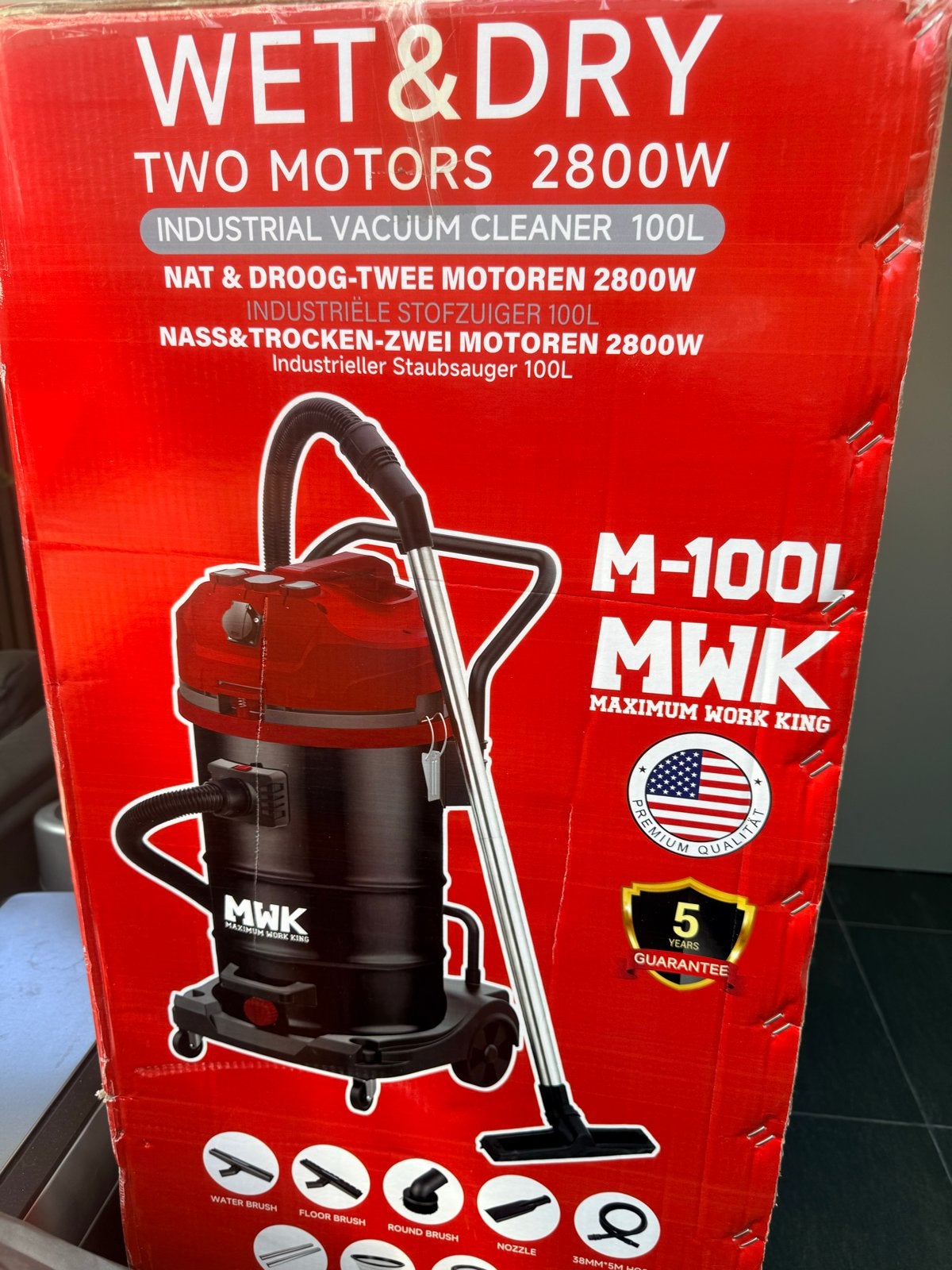 MWK M-100L Industriële Stofzuiger Nat & Droog 2800W, Nieuw, Ophalen of Verzenden, Industriële stofzuiger, 2000 watt of meer