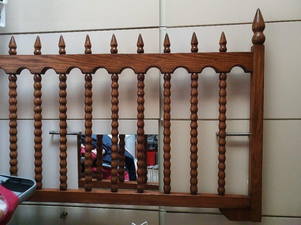 Meubelmakers handwerk eiken Bed hoofdeinde, Ophalen, Bruin, Tweepersoons, 180 cm