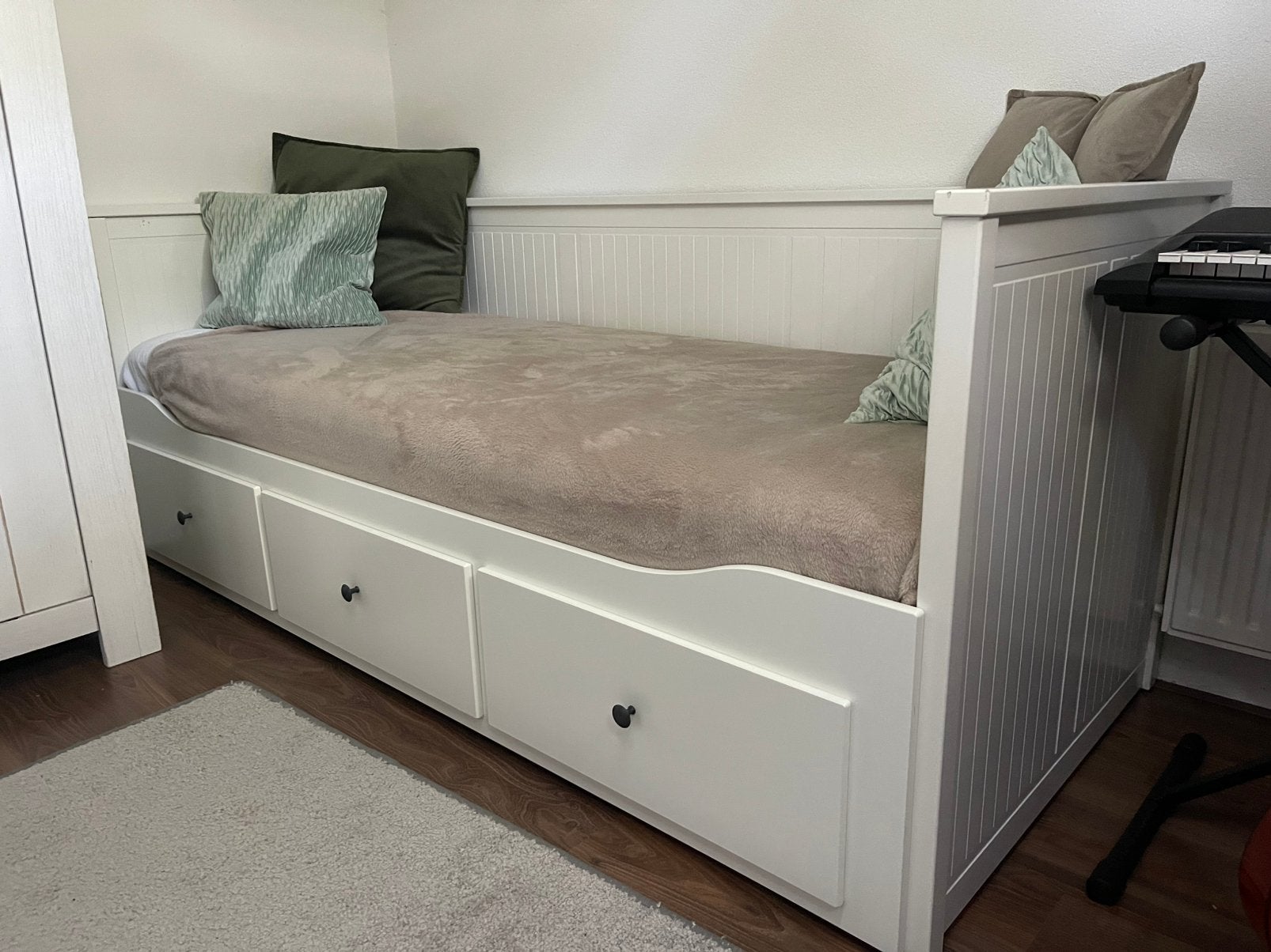 Ike Hemnes Bedbank 80x200, Ophalen, Eenpersoons, Wit, Zo goed als nieuw