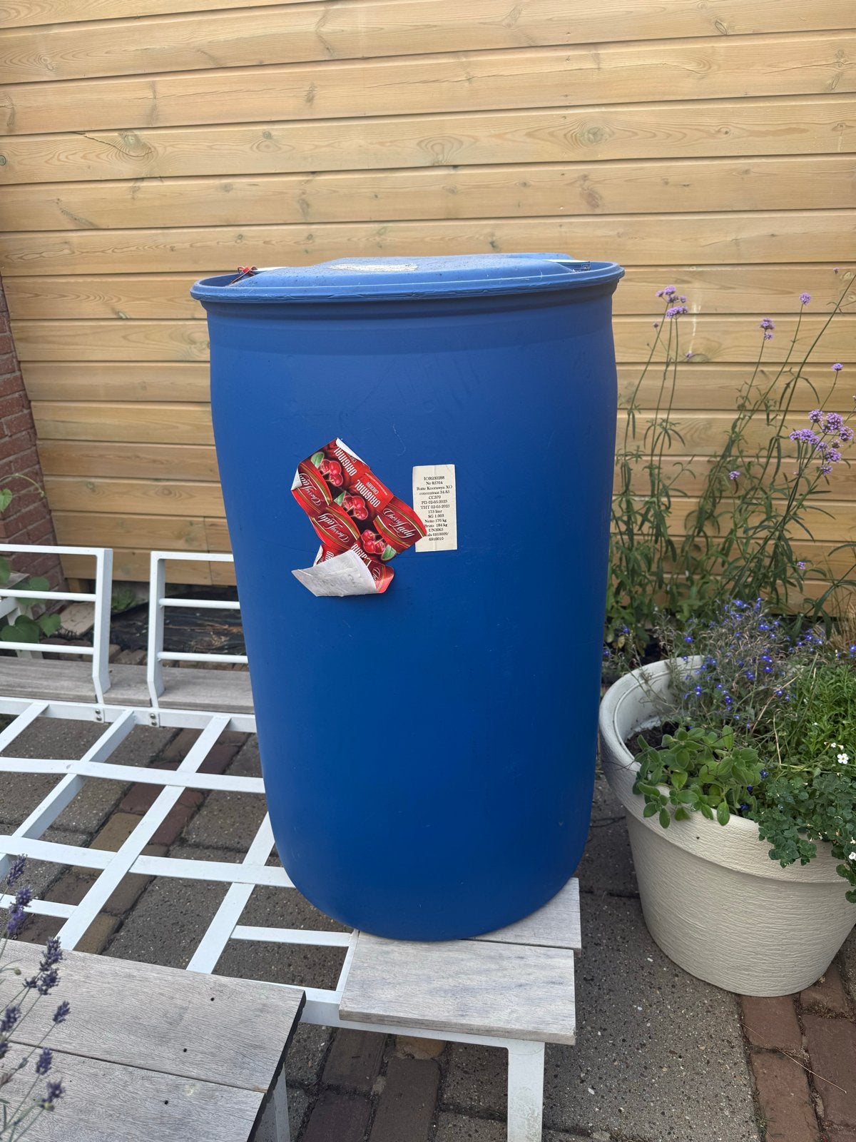 6x Blauwe 175 liter vat - Ideaal voor opslag of regenton, Ophalen of Verzenden, Gebruikt