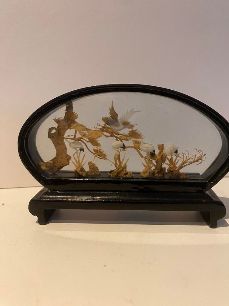 Chinees kurk Diorama, handgemaakt kurk snijwerk in raamwerk., Antiek en Kunst, Kunst | Niet-Westerse kunst, Ophalen of Verzenden