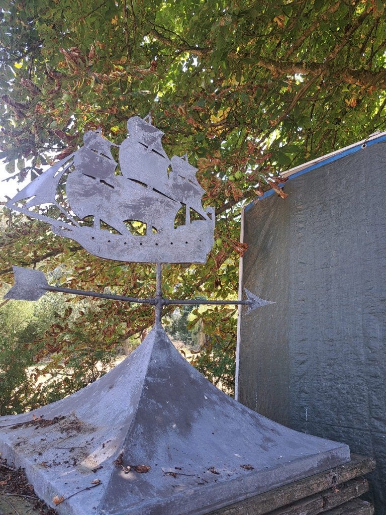 wind wijzer.Schoorsteenkap.Ventilatie afdek Zink/Koper 91x81, Ophalen of Verzenden, Gebruikt, Ventilator