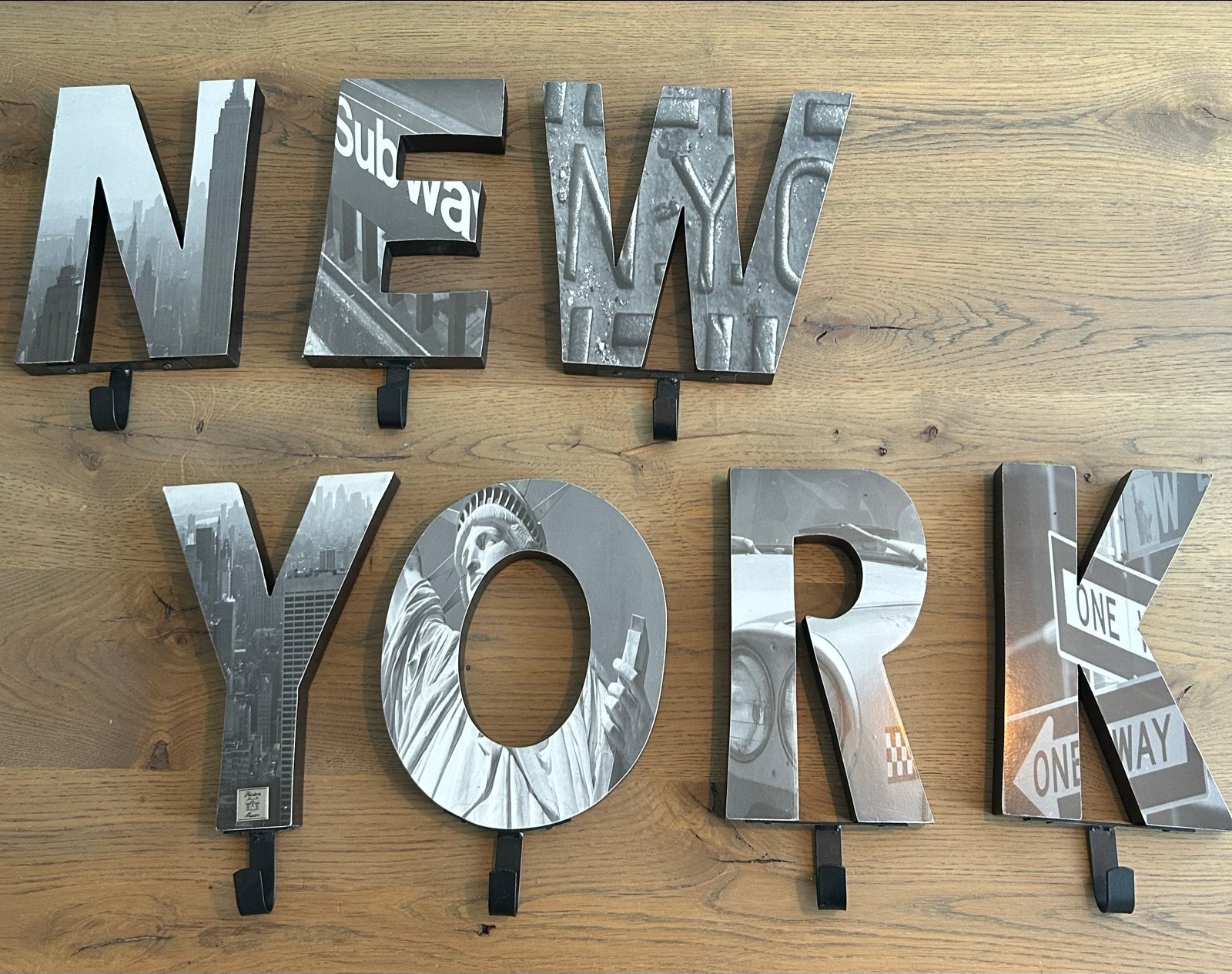 Riviera Maison New York kapstok letters, Hout, Zwart, Ophalen of Verzenden, Zo goed als nieuw