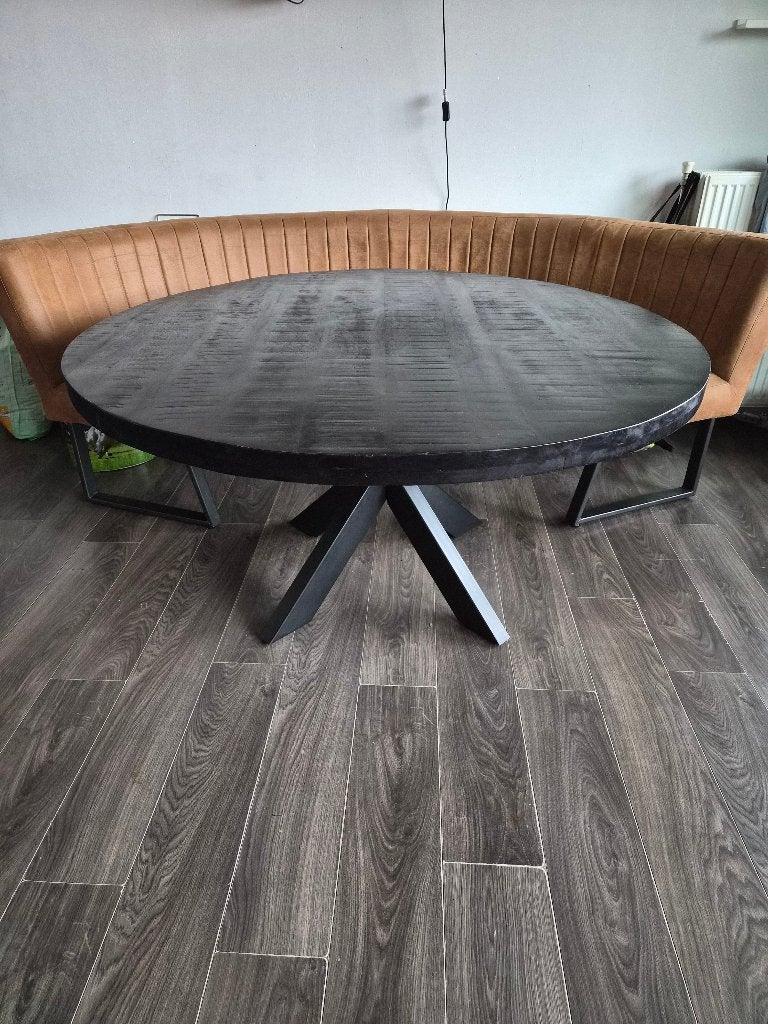 Eettafel met hoekbank, Huis en Inrichting, Tafels | Eettafels, Ophalen, Gebruikt, 150 tot 200 cm, Rond