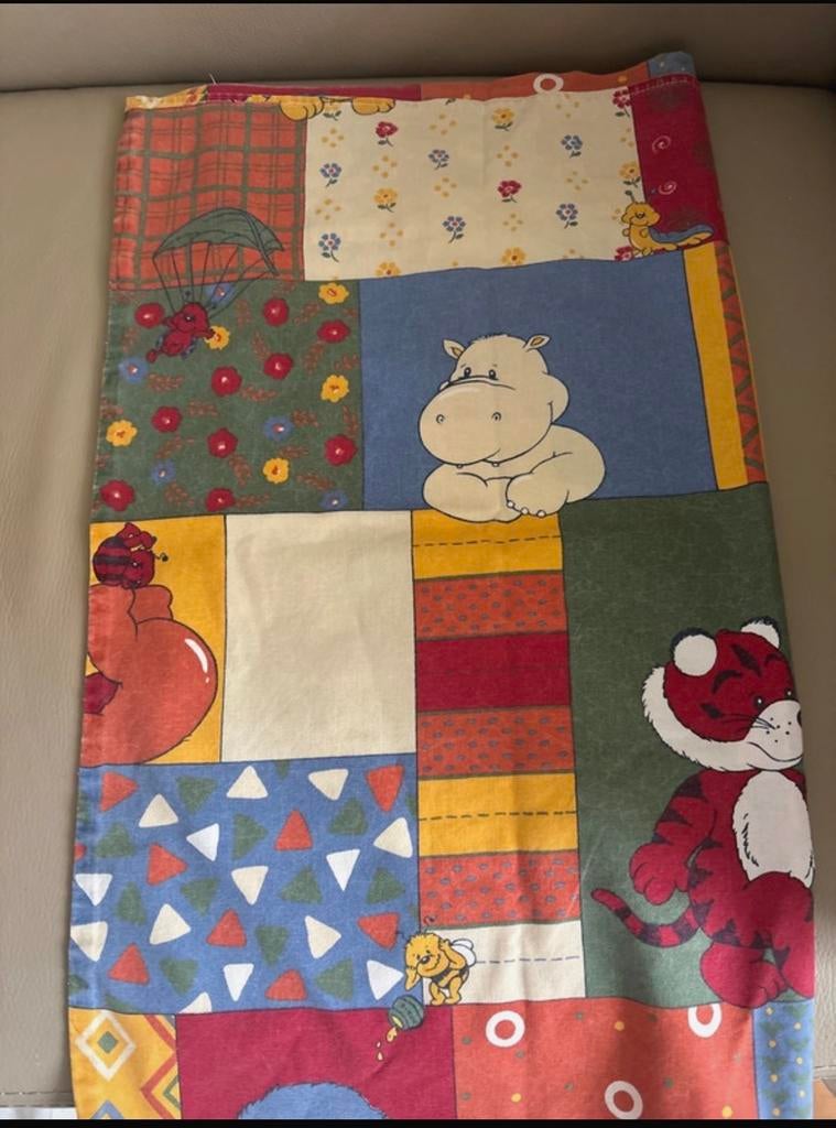 Vintage Jaren '80 Dieren Quilt Stof - Nijlpaard Leeuw, Ophalen of Verzenden