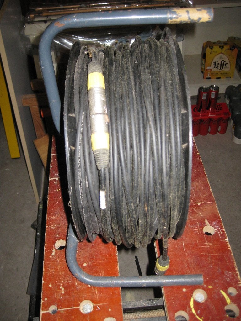 Microfoonkabel 5x 15m op haspel, Ophalen, Gebruikt