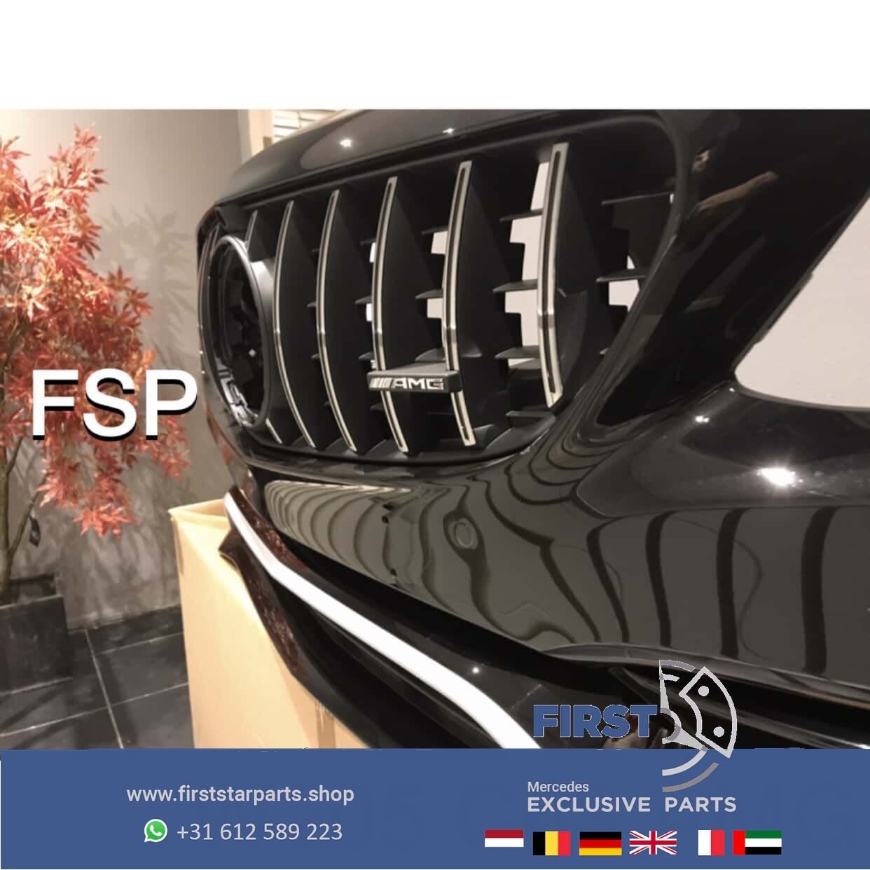 W205 S205 FACELIFT C63 AMG VOORBUMPER COMPLEET + GT GRIL ORI, Gebruikt, -, Voor, Ophalen of Verzenden