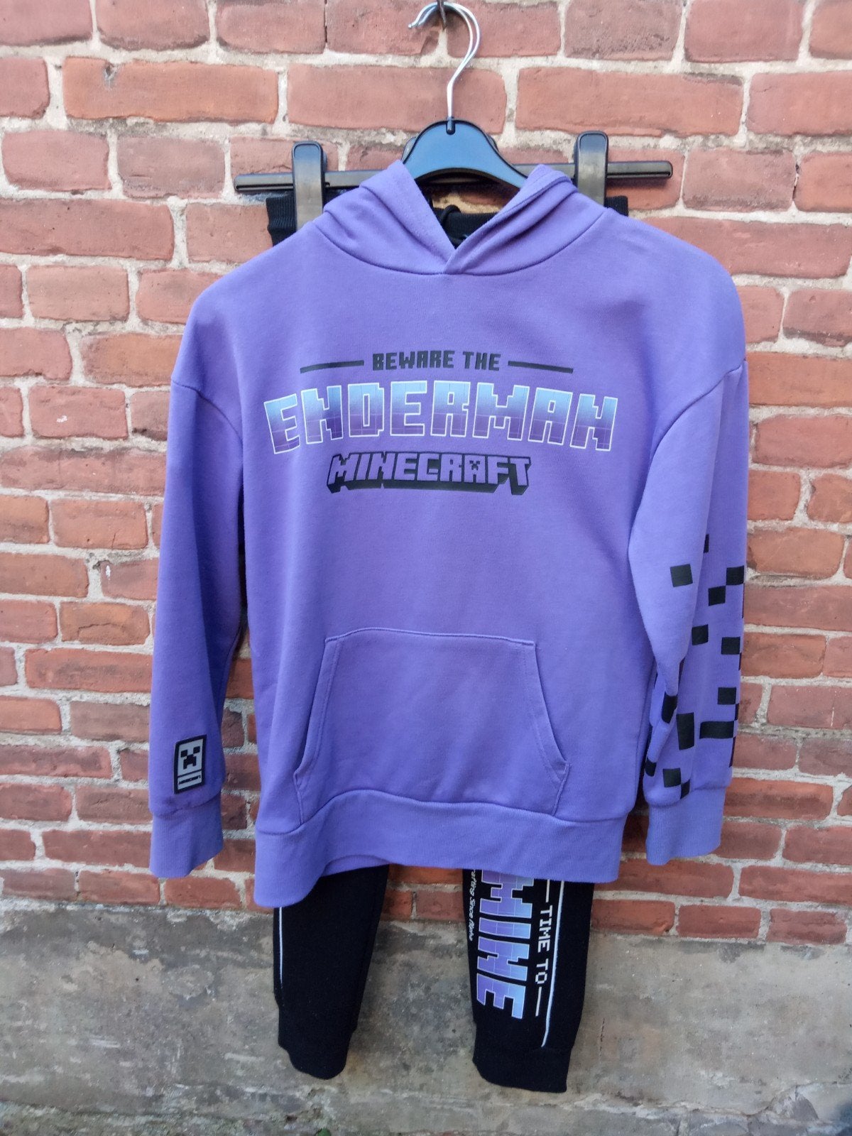 joggingpak Minecraft Enderman paars zwart maat 146, Kinderen en Baby's, Ophalen of Verzenden, Gebruikt, Minecraft, Jongen of Meisje