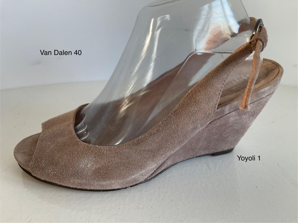1) Van Dalen 40 suede leren Wedge peeptoe slingback., Kleding | Dames, Schoenen, Zo goed als nieuw, Roze, Sandalen of Muiltjes