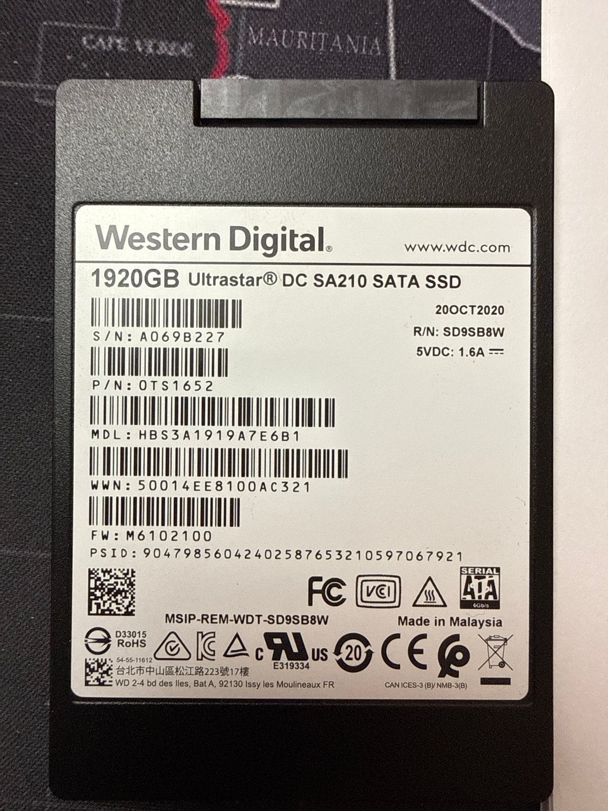 WD HGST Ultrastar DC SA210 1.92TB SATA SSD 3x met 35k uren