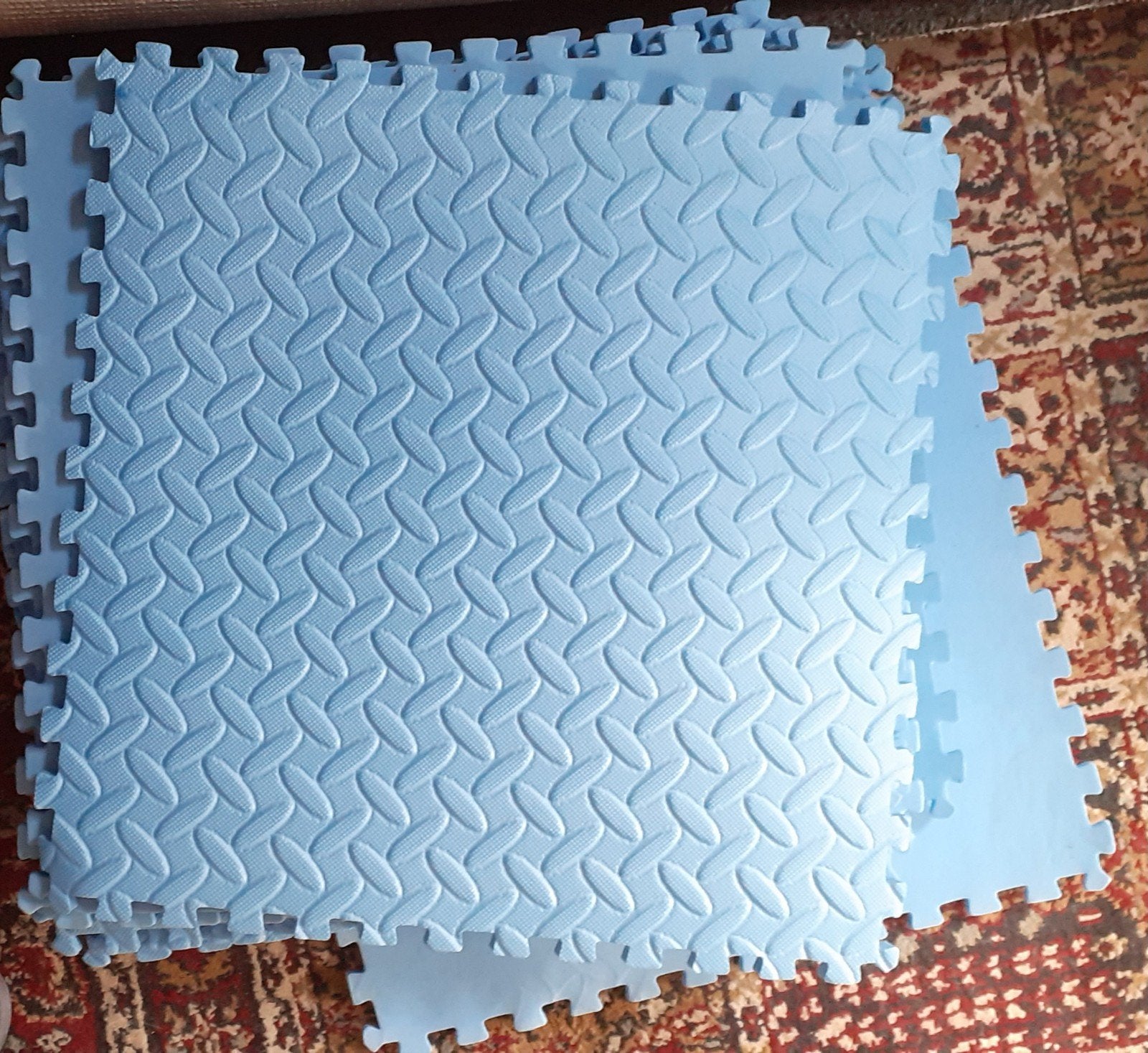 Puzzelmatten 40×40 cm - Blauw onder de zwembad, Ophalen of Verzenden, Gebruikt