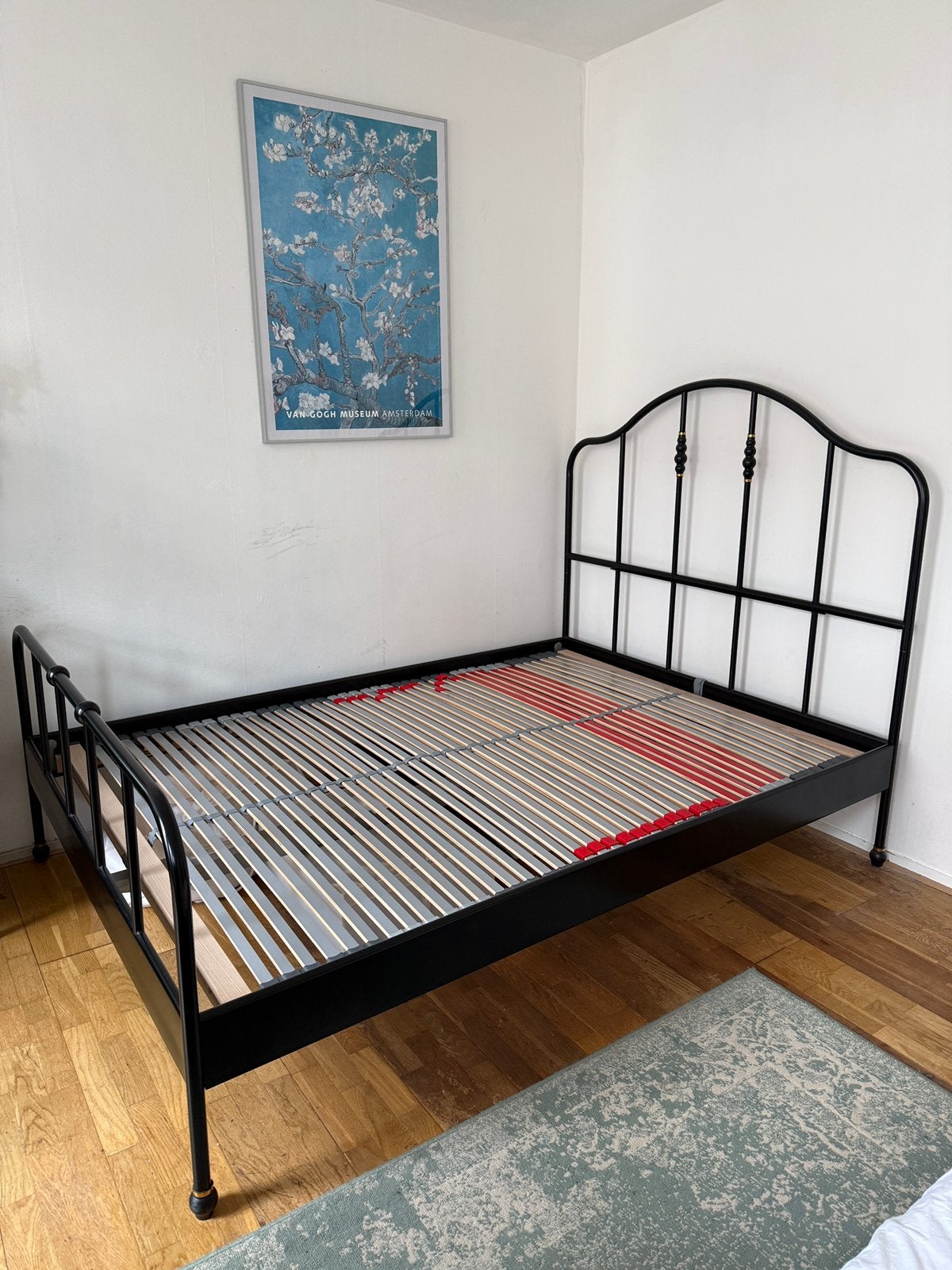 Ikea metalen bedframe ergonomisch verstelbare lattenbodem, Ophalen, Verstelbaar, Zwart, 140 cm