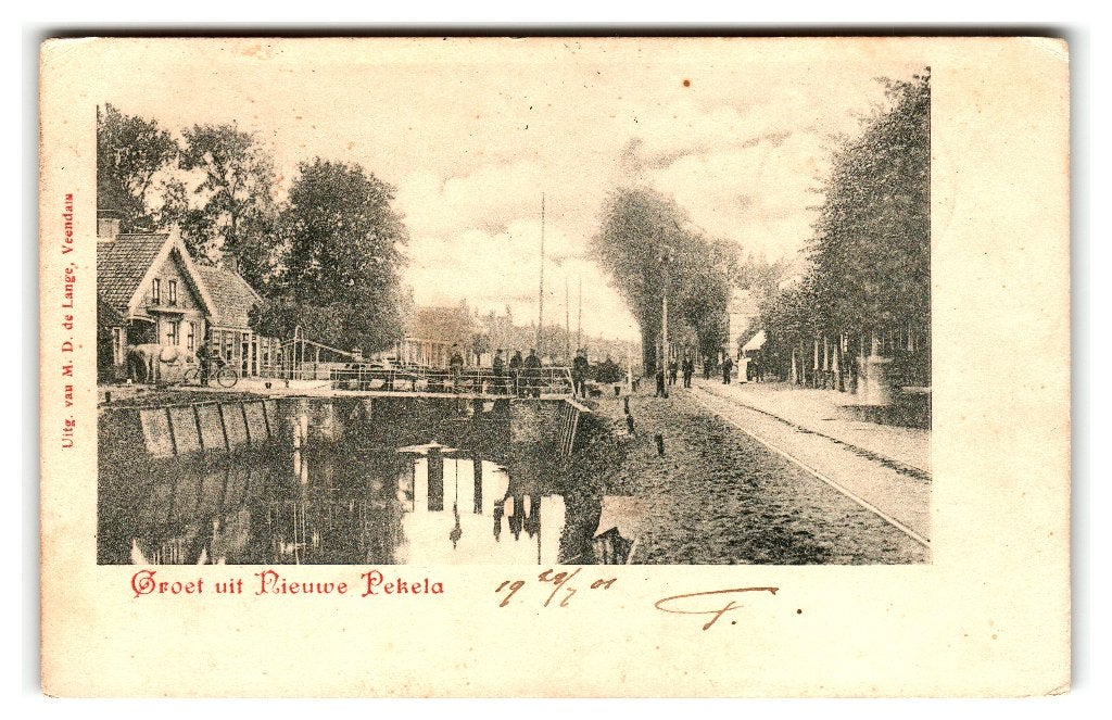 Nieuwe Pekela, Groet uit Nieuwe Pekela, Ophalen of Verzenden, Voor 1920, Gelopen, Groningen
