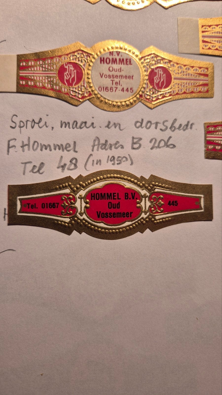 Sigarenbanden Oud Vossemeer, Ophalen, Gebruikt, Sigarenbandjes