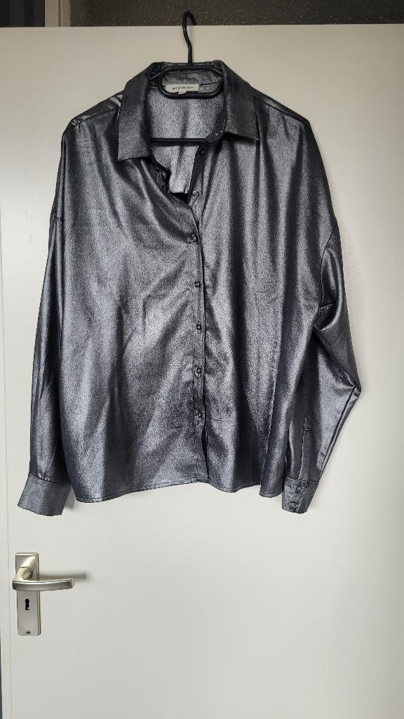 Zilverkleurige broek met bijpassende blouse mt.XL, Kleding | Dames, Broeken en Pantalons, Maat 46/48 (XL) of groter, Ophalen of Verzenden