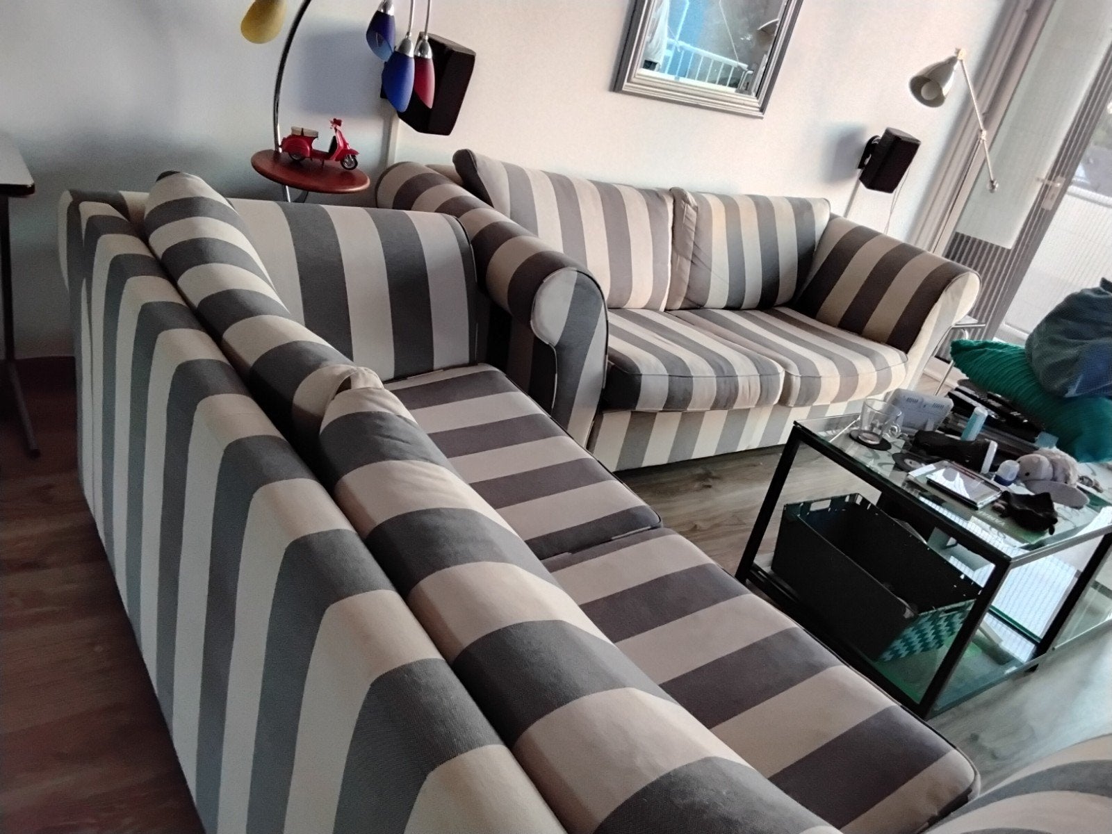 2 Riviera Maison bankjes gratis op te halen, Ophalen, Gebruikt, Tweepersoons, 75 tot 100 cm