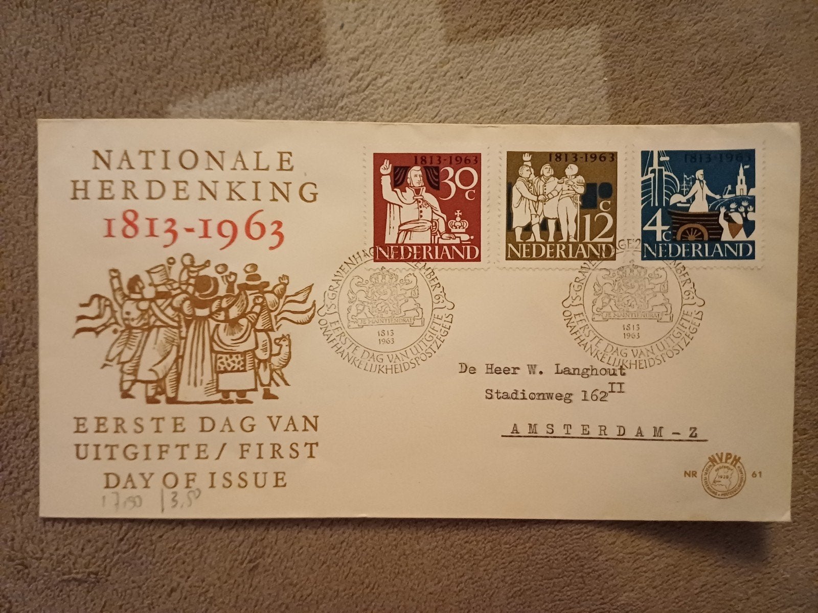 Eerste Dag Uitgifte Nationale Herdenking 1813-1963, Ophalen of Verzenden