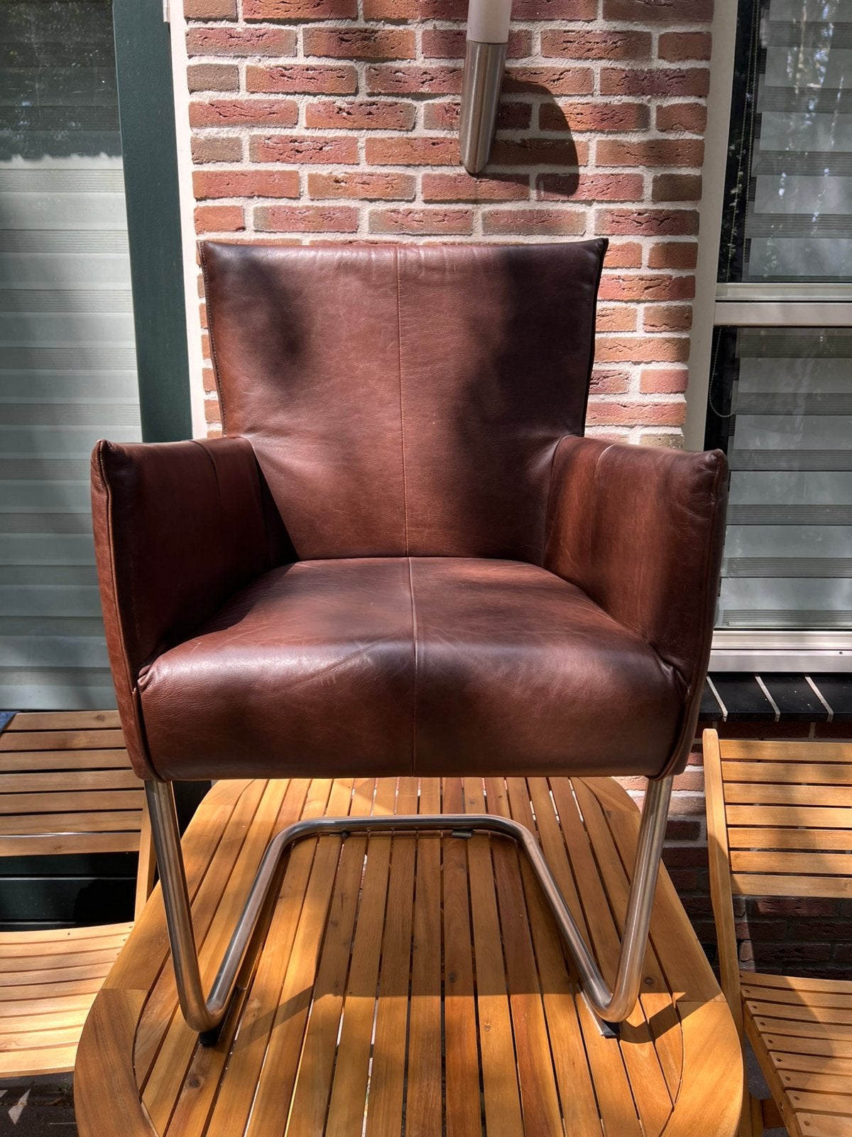 JESS Eettafelstoelen, Huis en Inrichting, Stoelen, Ophalen, Bruin, Leer, Zo goed als nieuw