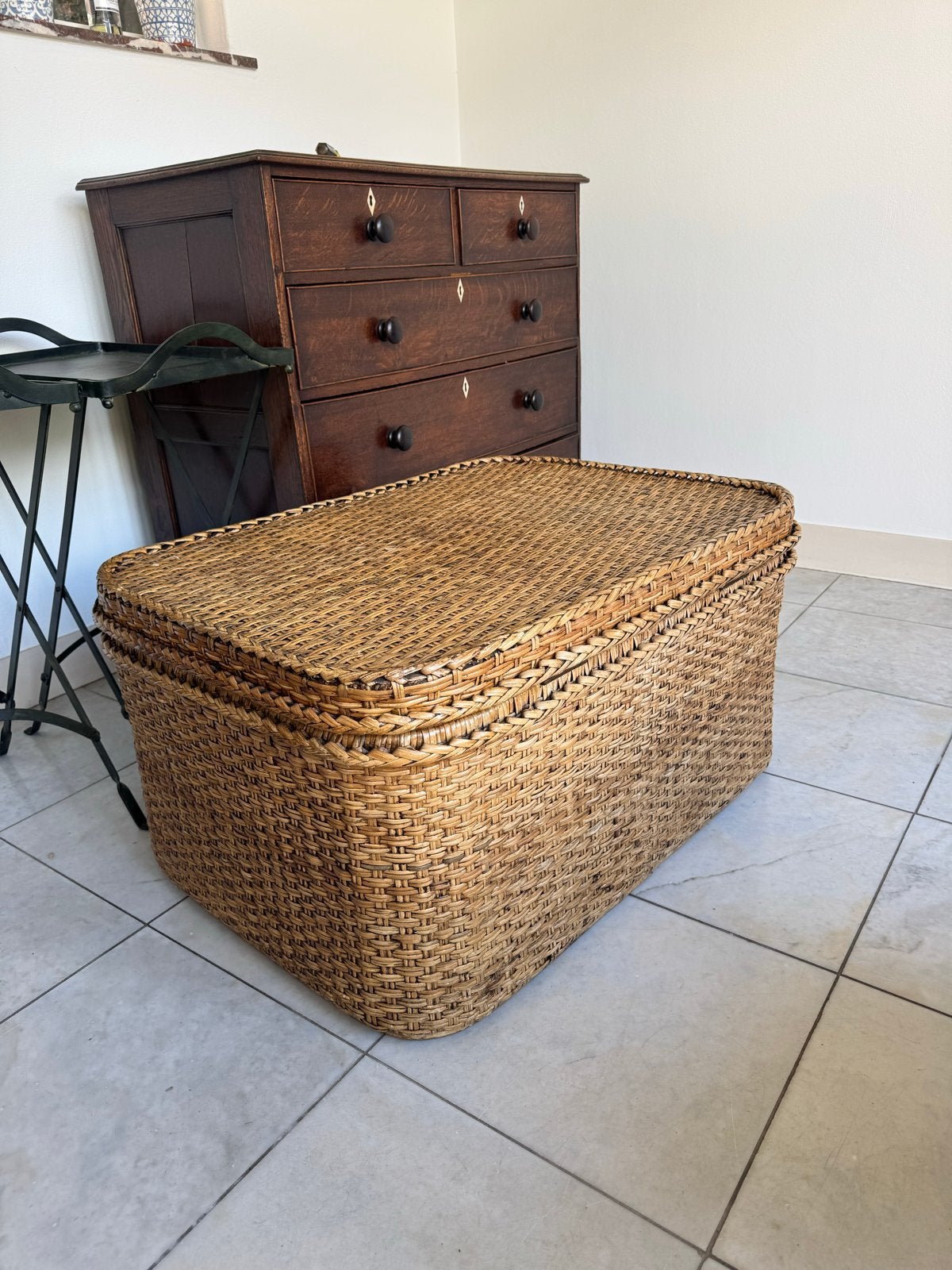 Vintage Birmariet Mand - Rotan Opbergkist, Huis en Inrichting, Ophalen, Overige materialen, Gebruikt, 50 tot 100 cm