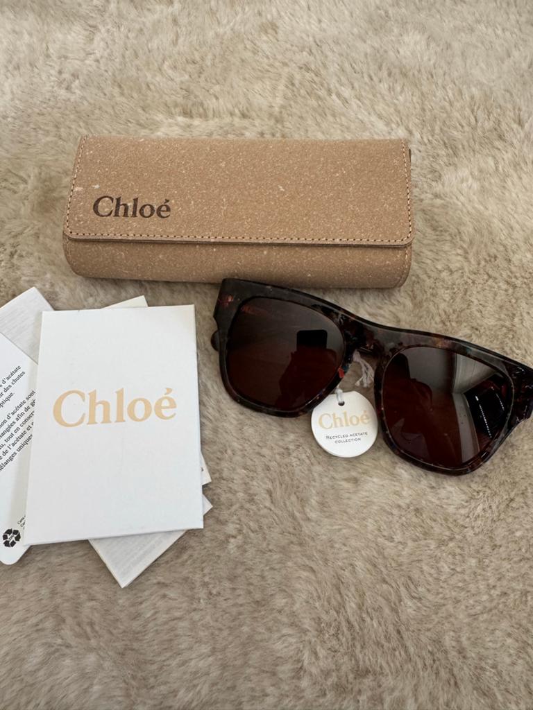 Chloé Harlequin Havana Zonnebril - Nieuw met tags, Overige merken, Zonnebril, Bruin, Nieuw