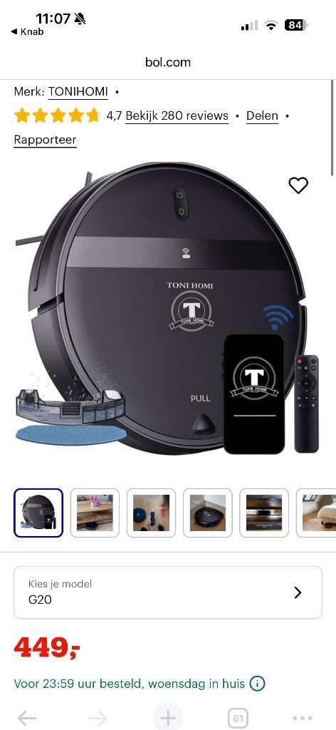 Foto 3 van 1x gebruikte robotstofzuiger met dweil (winkelprijs €399)