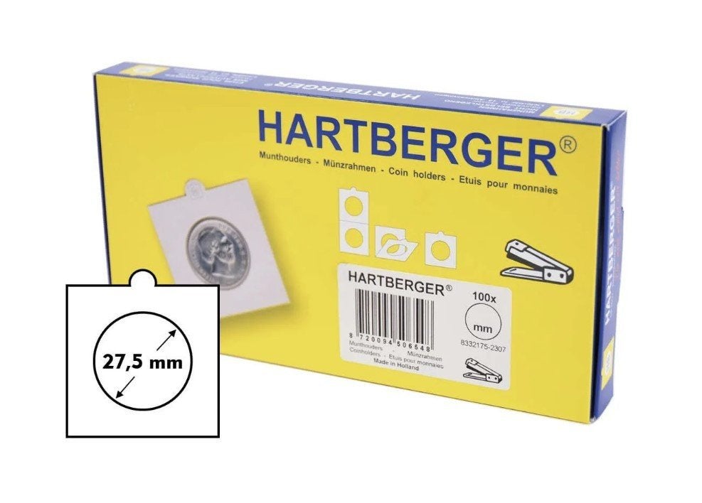 Hartberger Munthouders 27,5mm om te nieten (100 stuks), Postzegels en Munten, Ophalen of Verzenden, Overige typen