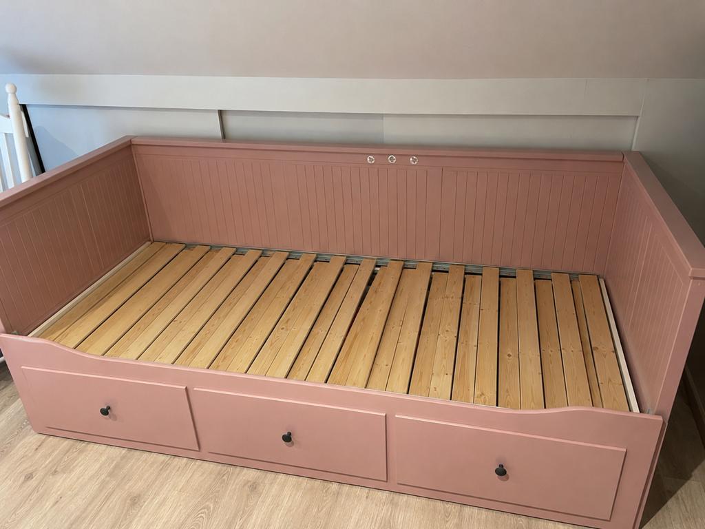 IKEA Hemnes bed 80x200 roze met lades, Ophalen, Gebruikt, Eenpersoons, 80 cm